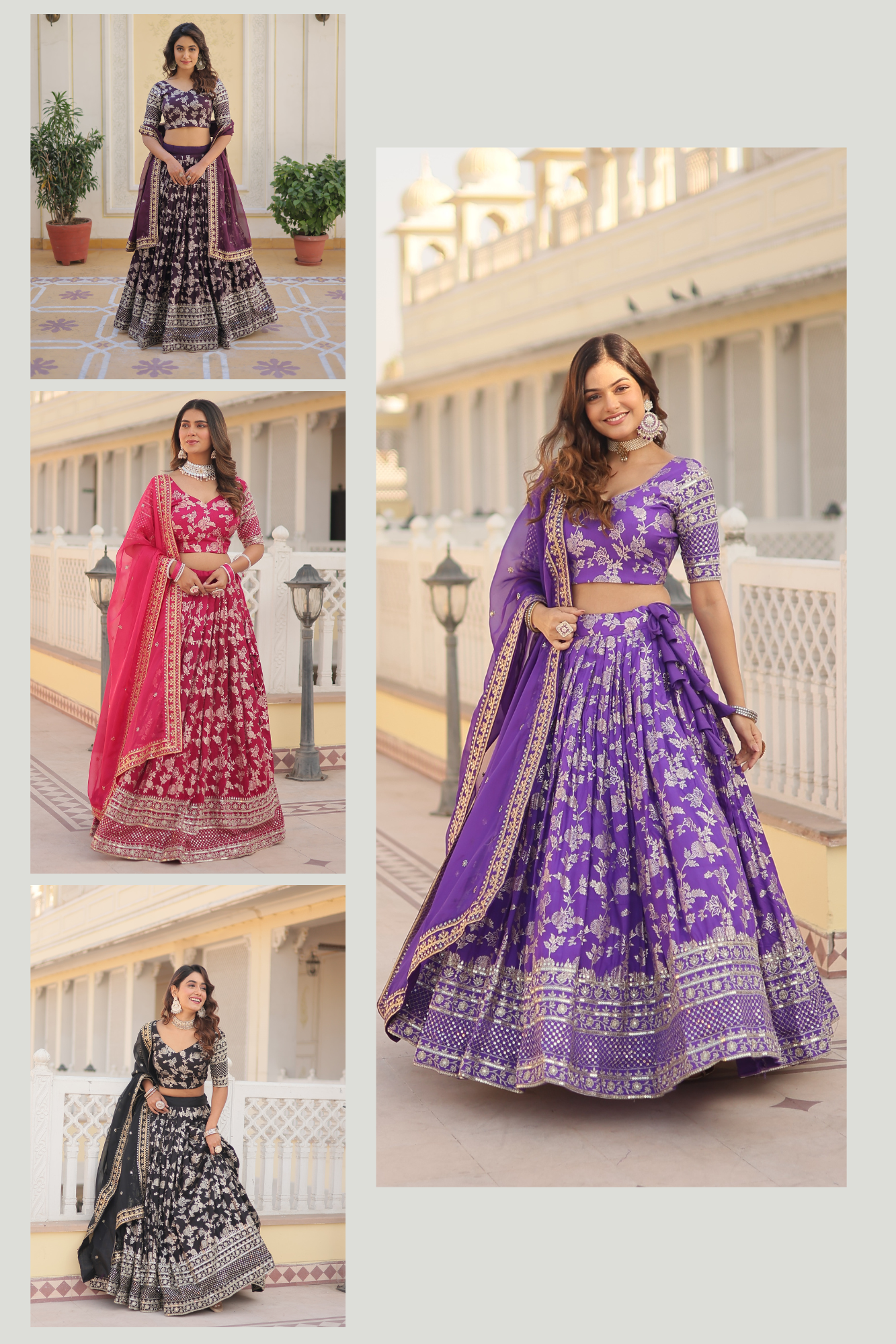 Designer Dyeable Viscose Jacquard Lehenga Choli & Dupatta Set – Sequins Embroidery & Russian Silk Dupatta