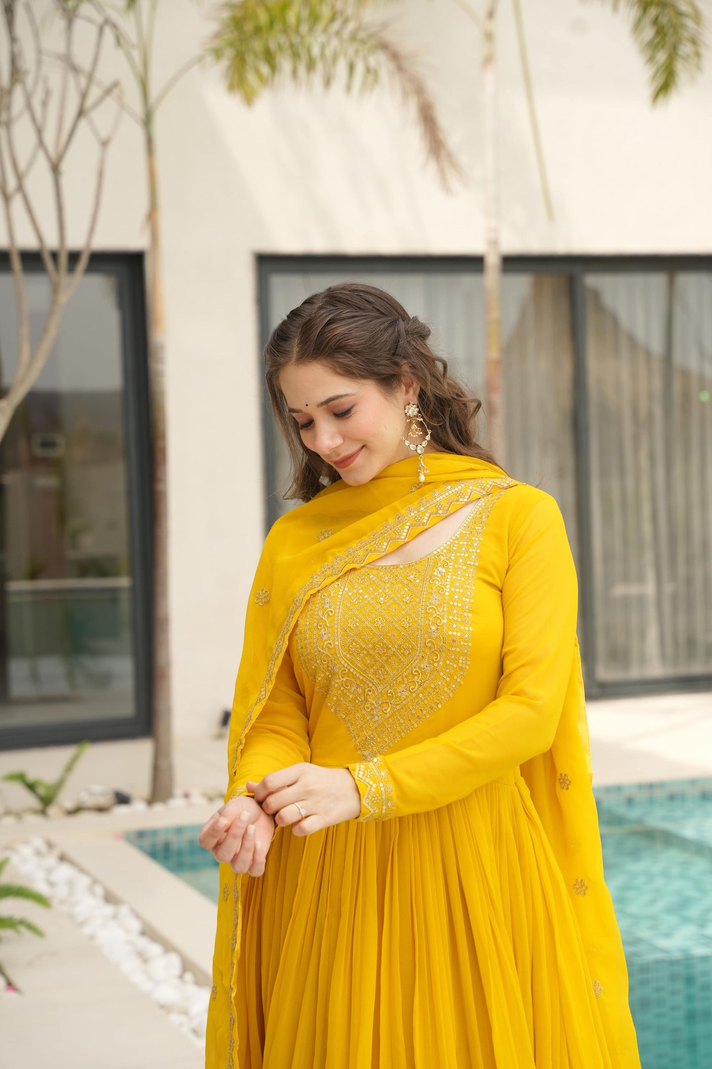 Premium Designer Embroidered Gown with Dupatta | Readymade Party Wear for Women