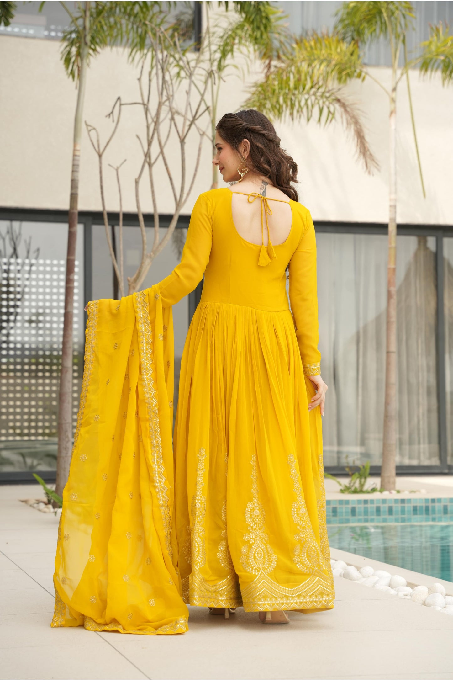 Premium Designer Embroidered Gown with Dupatta | Readymade Party Wear for Women