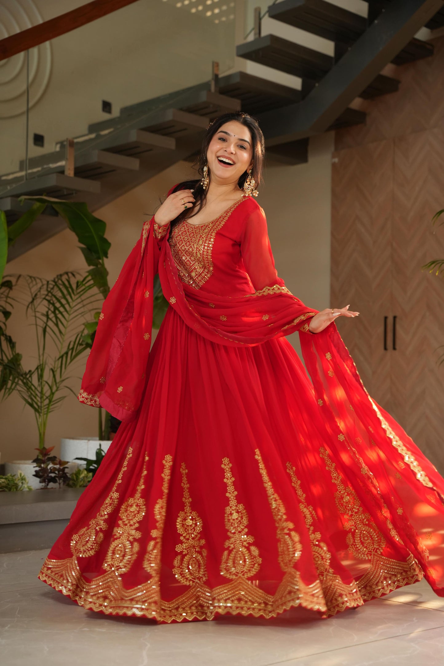 Premium Designer Embroidered Gown with Dupatta | Readymade Party Wear for Women