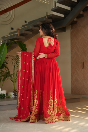Premium Designer Embroidered Gown with Dupatta | Readymade Party Wear for Women