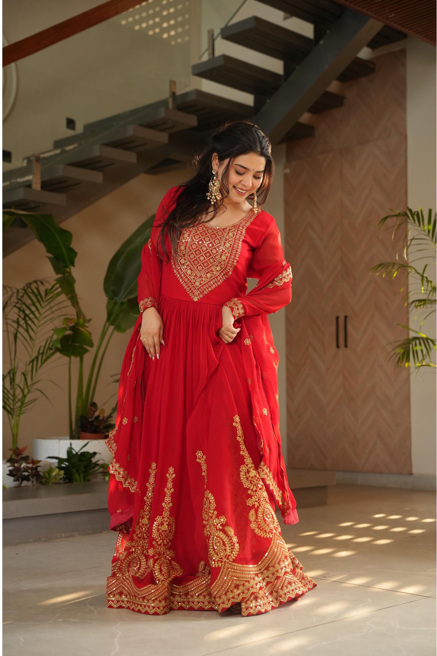 Premium Designer Embroidered Gown with Dupatta | Readymade Party Wear for Women
