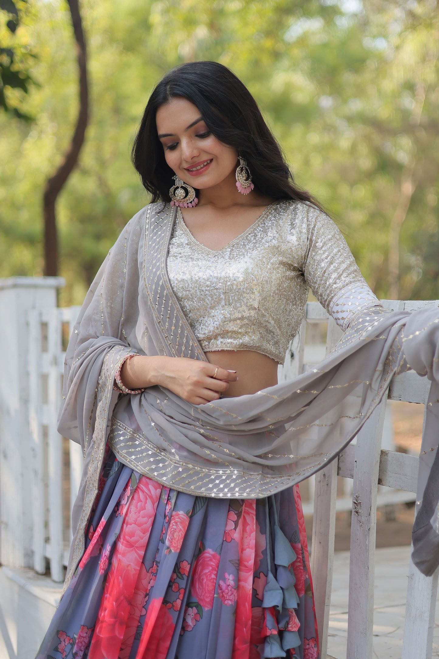 Best New Lehenga Choli Collection – Digital Printed Faux Georgette with Sequins & Thread Embroidery