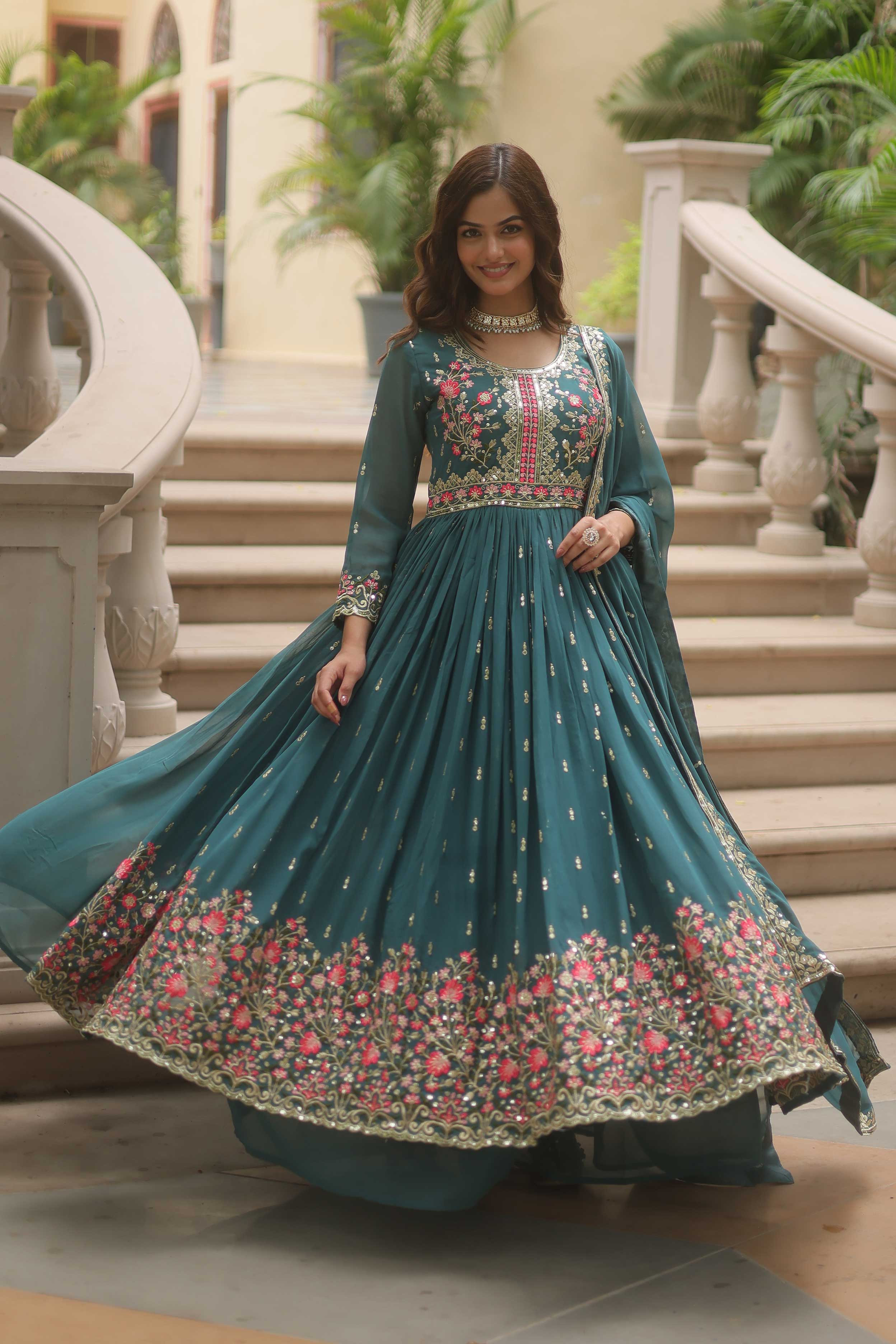 Premium Designer Top Sharara Dupatta Set – Faux Georgette with Rich Sequins Embroidery