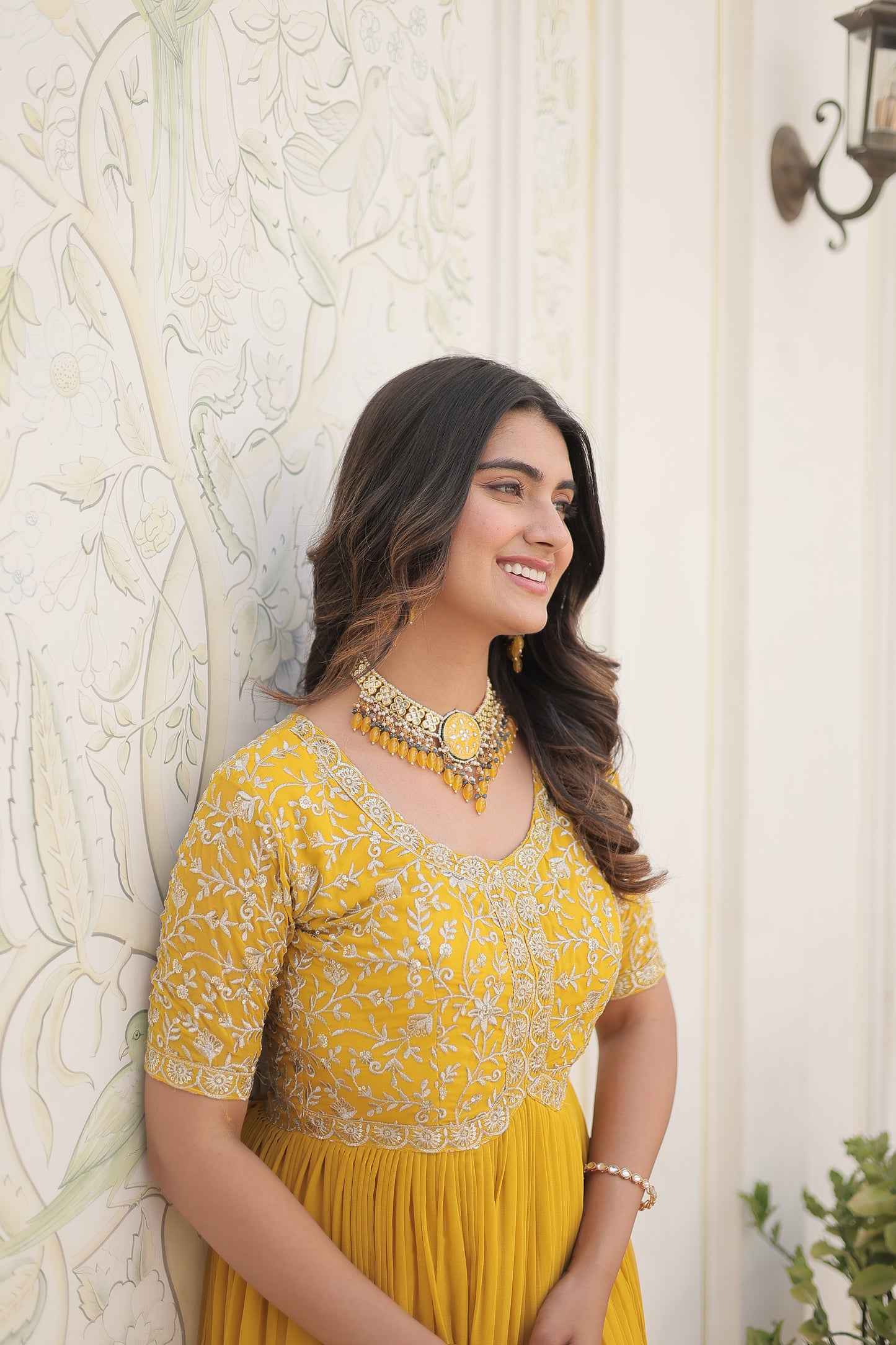 Elegant Georgette Embroidered Gown – Zari & Sequins Work