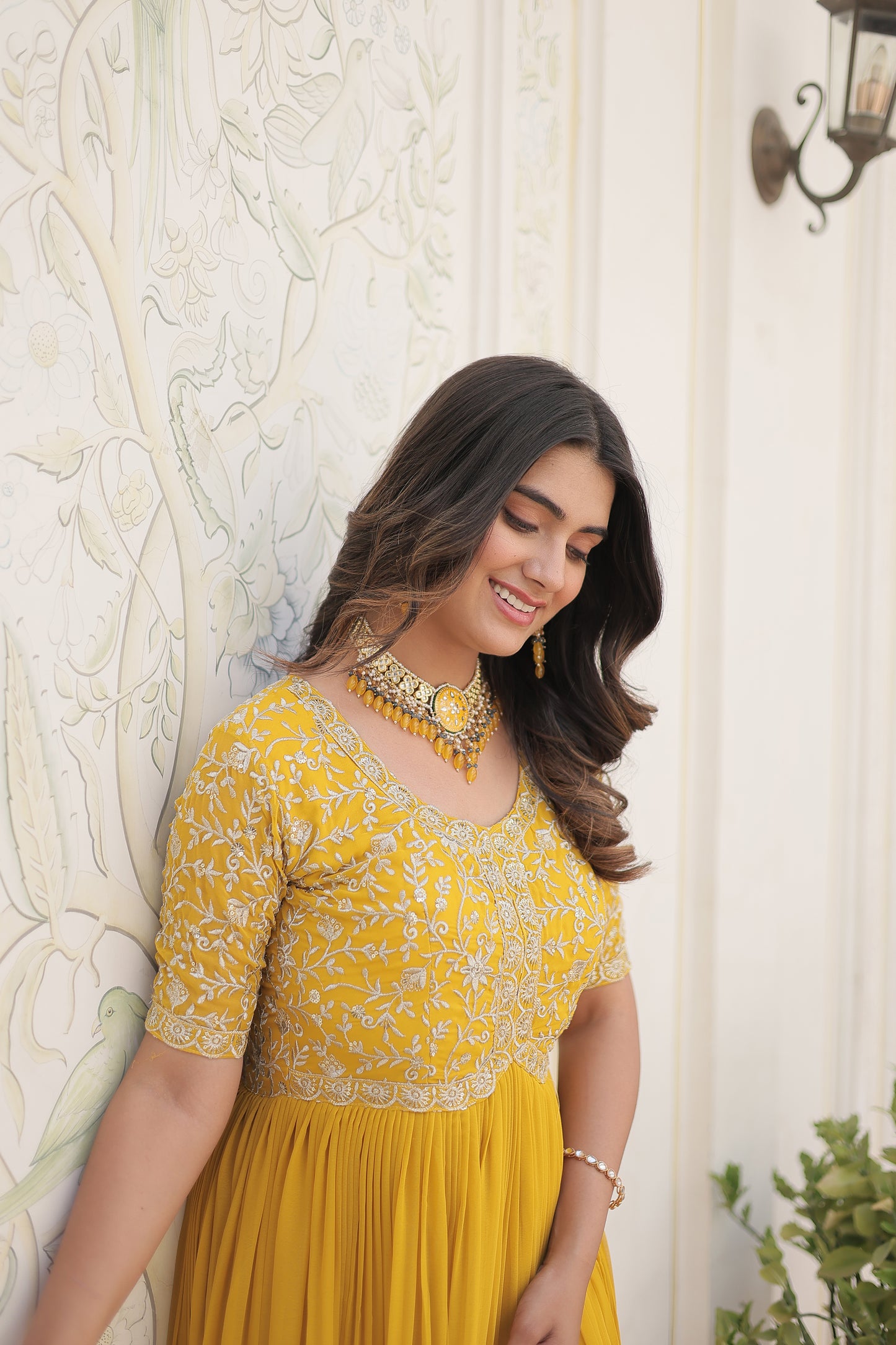 Elegant Georgette Embroidered Gown – Zari & Sequins Work