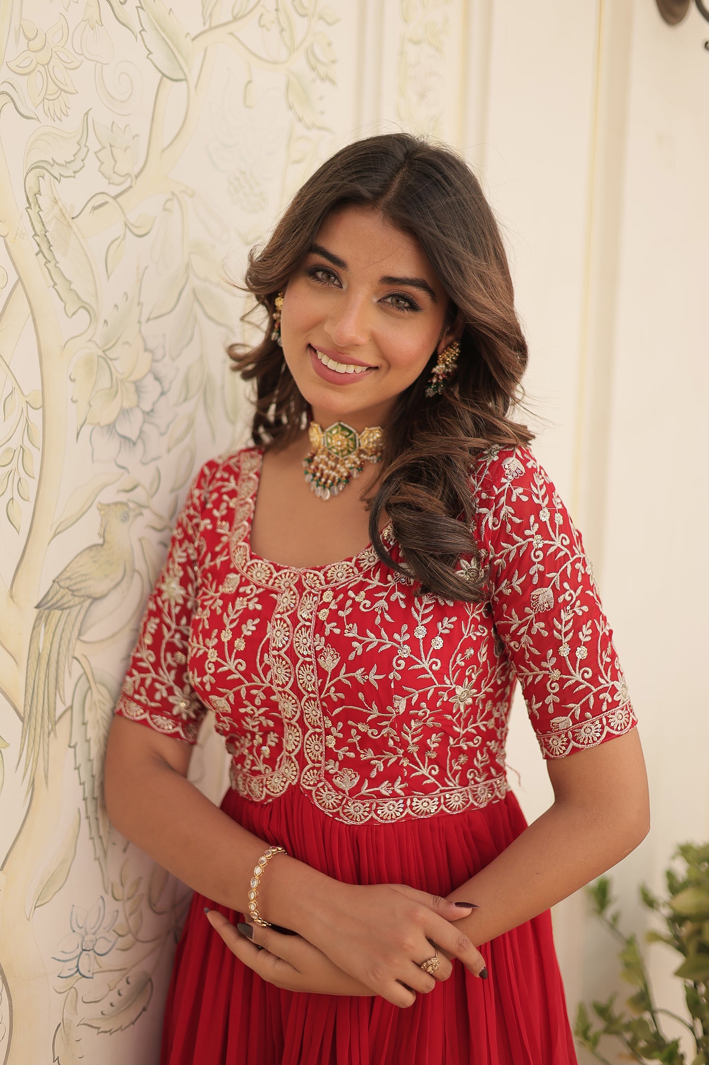 Elegant Georgette Embroidered Gown – Zari & Sequins Work