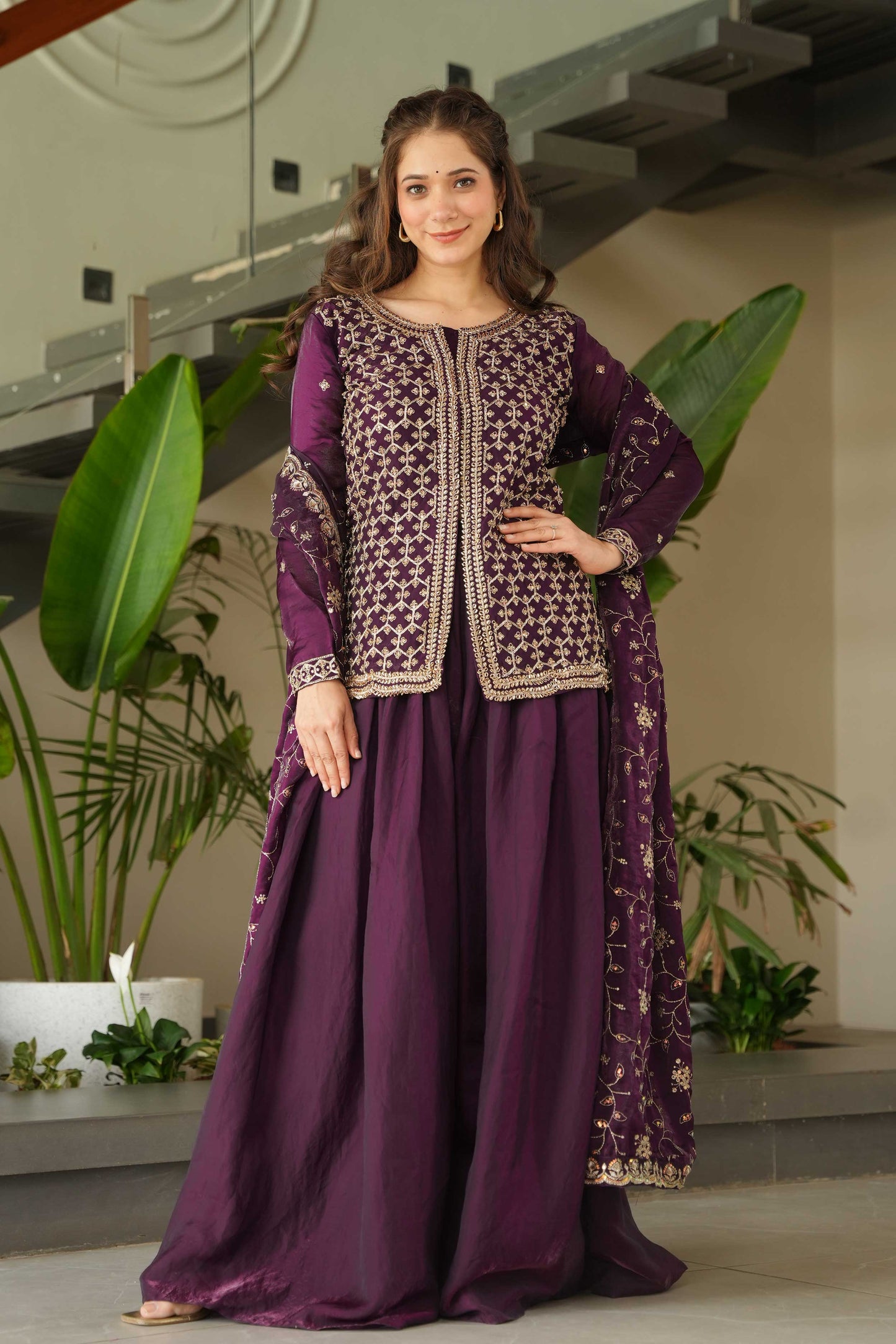Rakhi Special Premium Sharara Set – Beaded Elegance in Mehendi & Win