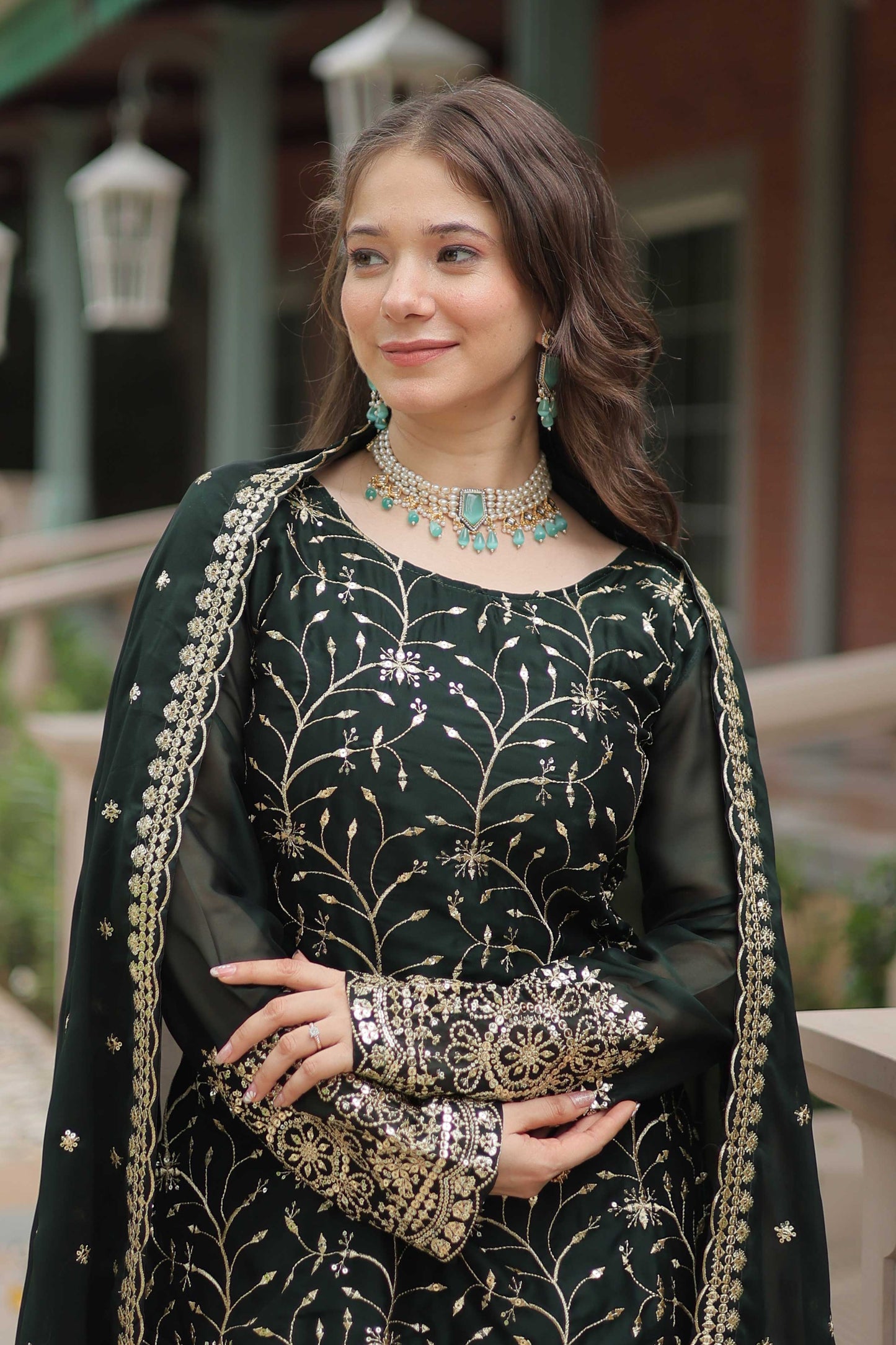 Premium Designer Kurti Plazzo Dupatta Set – Rangoli Silk with Heavy Sequins & Thread Embroidery