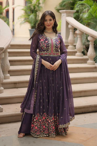 Premium Designer Top Sharara Dupatta Set – Faux Georgette with Rich Sequins Embroidery