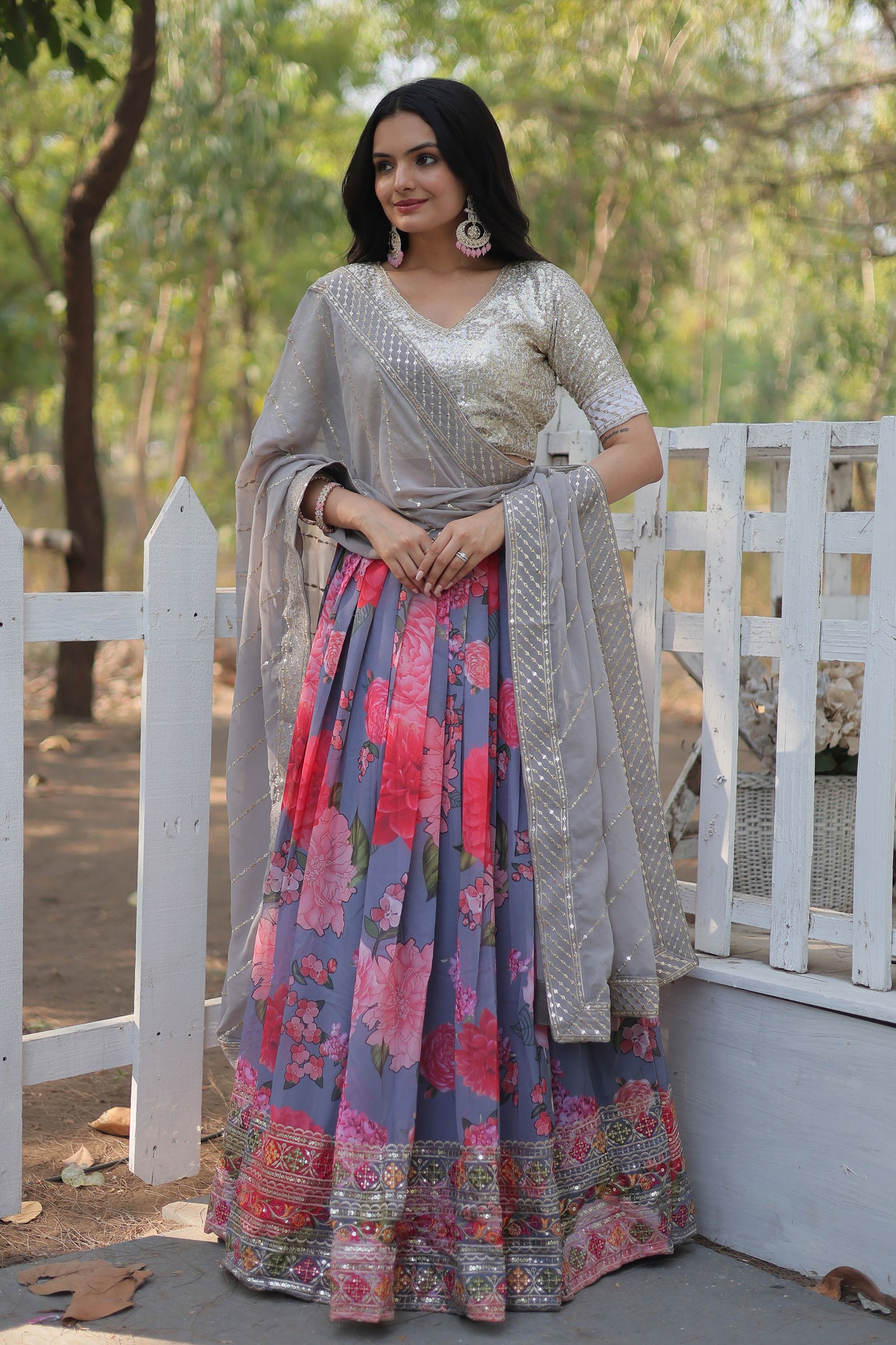 Best New Lehenga Choli Collection – Digital Printed Faux Georgette with Sequins & Thread Embroidery