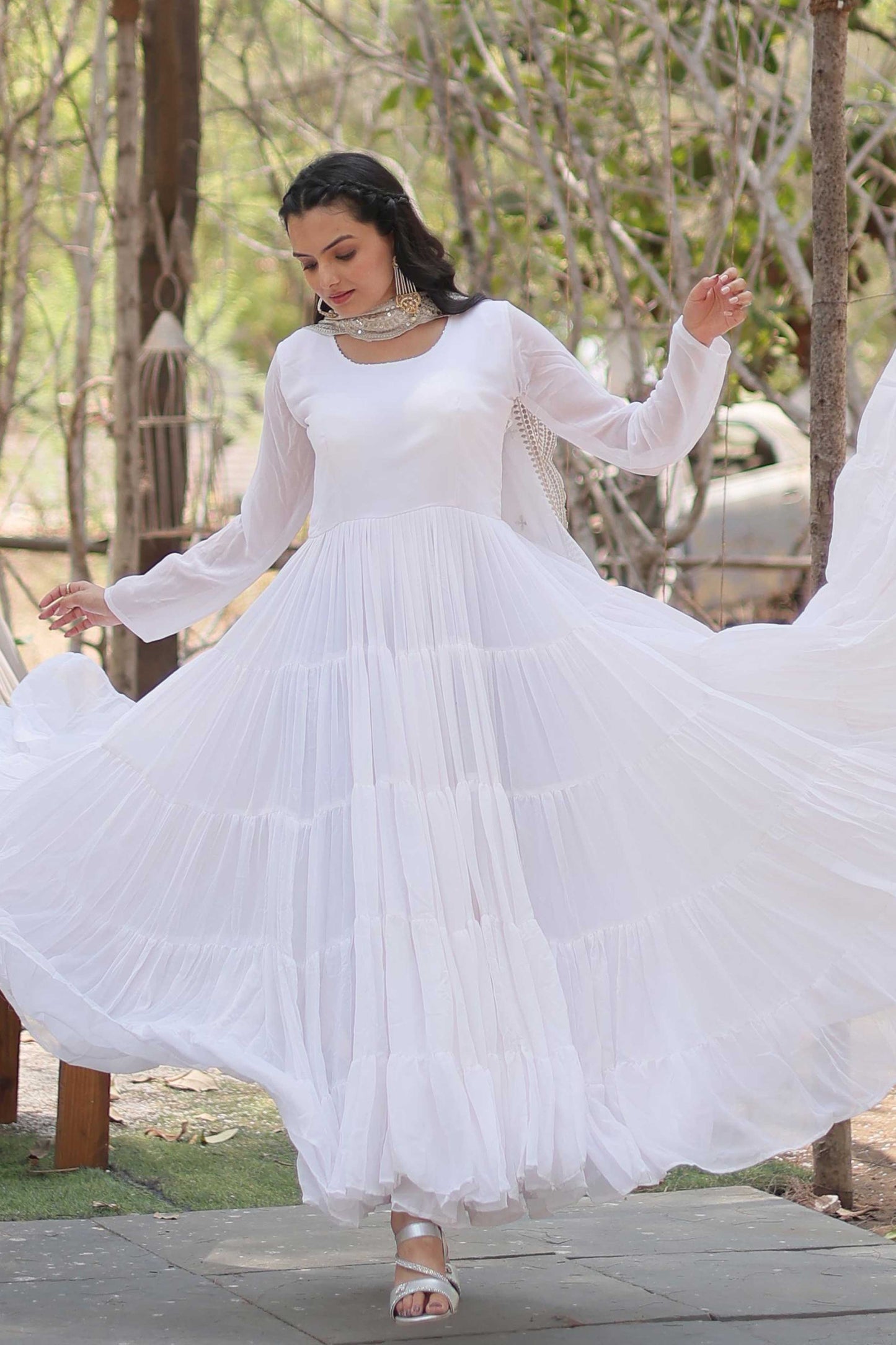 Desirable Women’s Gown with Designer Embroidered Dupatta – Faux Blooming Fabric & 12-Meter Flair