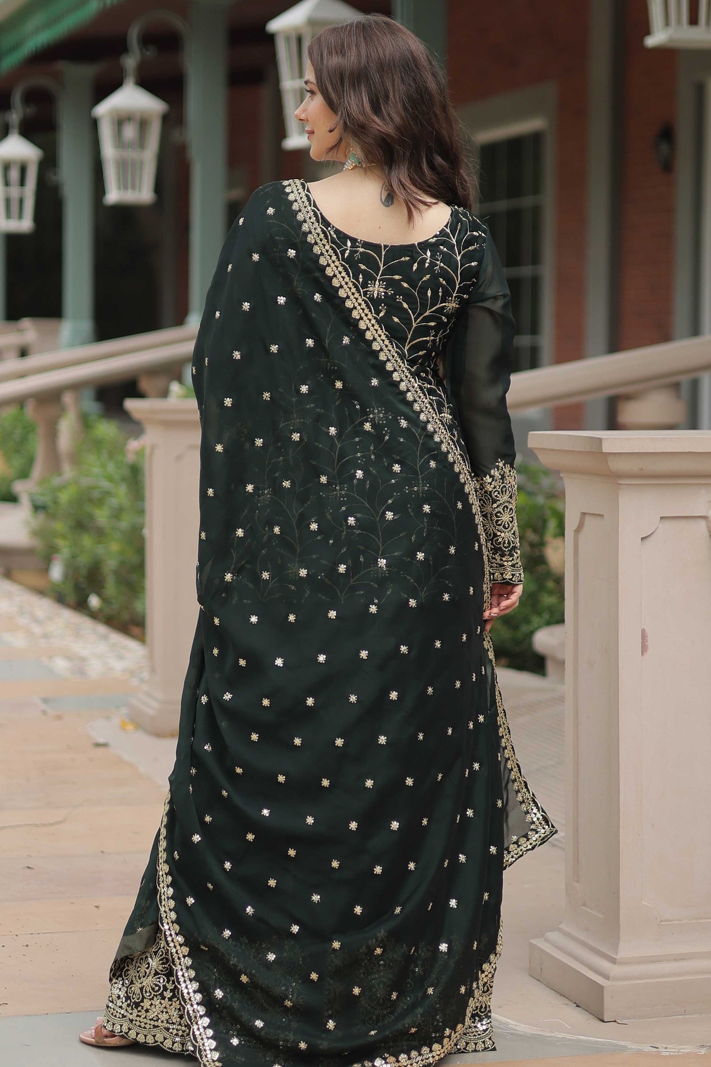 Premium Designer Kurti Plazzo Dupatta Set – Rangoli Silk with Heavy Sequins & Thread Embroidery