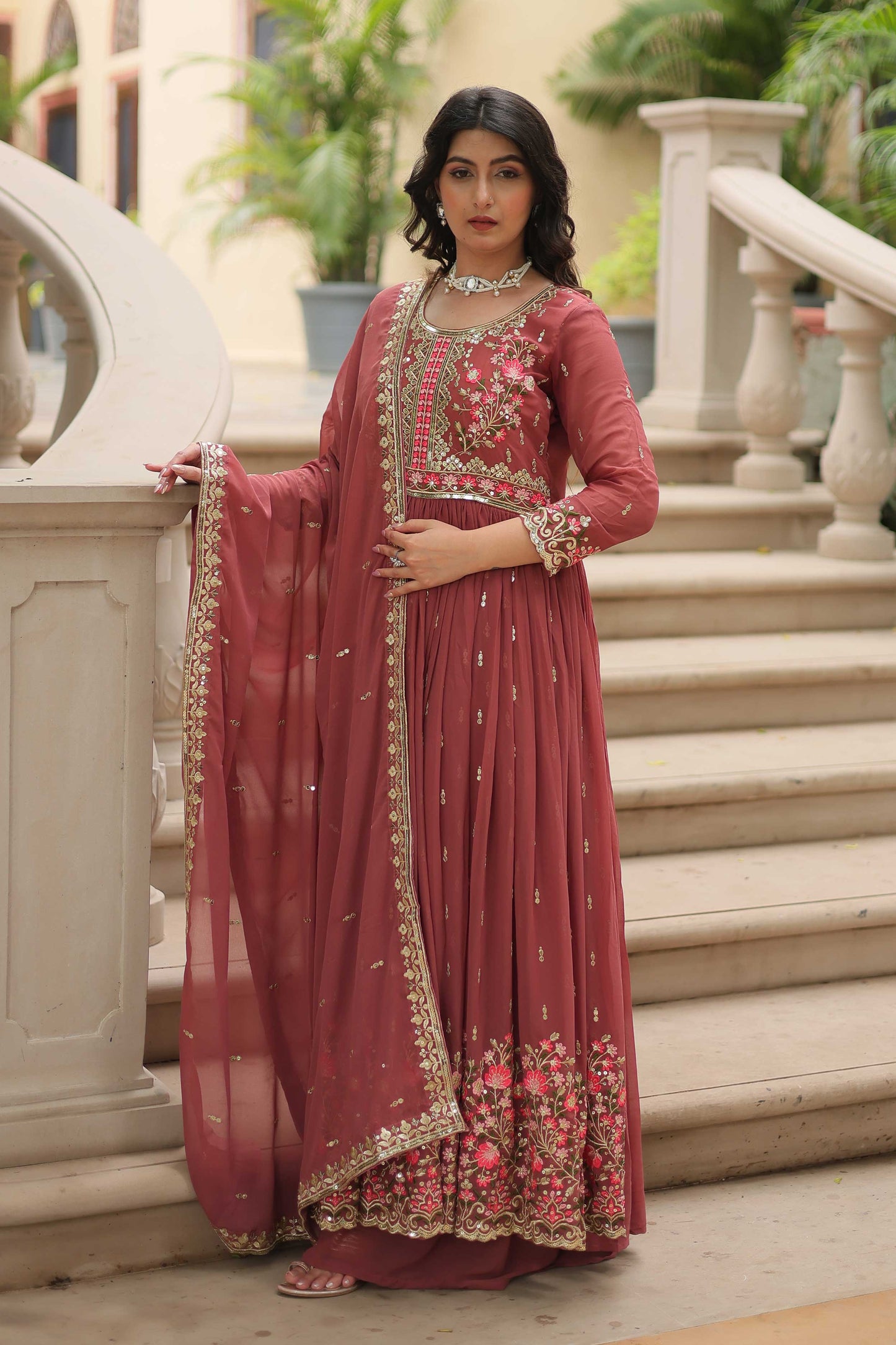 Premium Designer Top Sharara Dupatta Set – Faux Georgette with Rich Sequins Embroidery