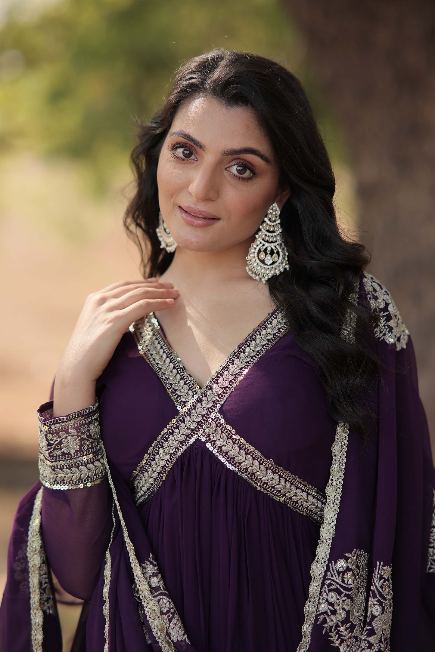 New Designer Party Wear Gown – Heavy Embroidery & Sequins Work with Dupatta | Ready-to-Wear Collection