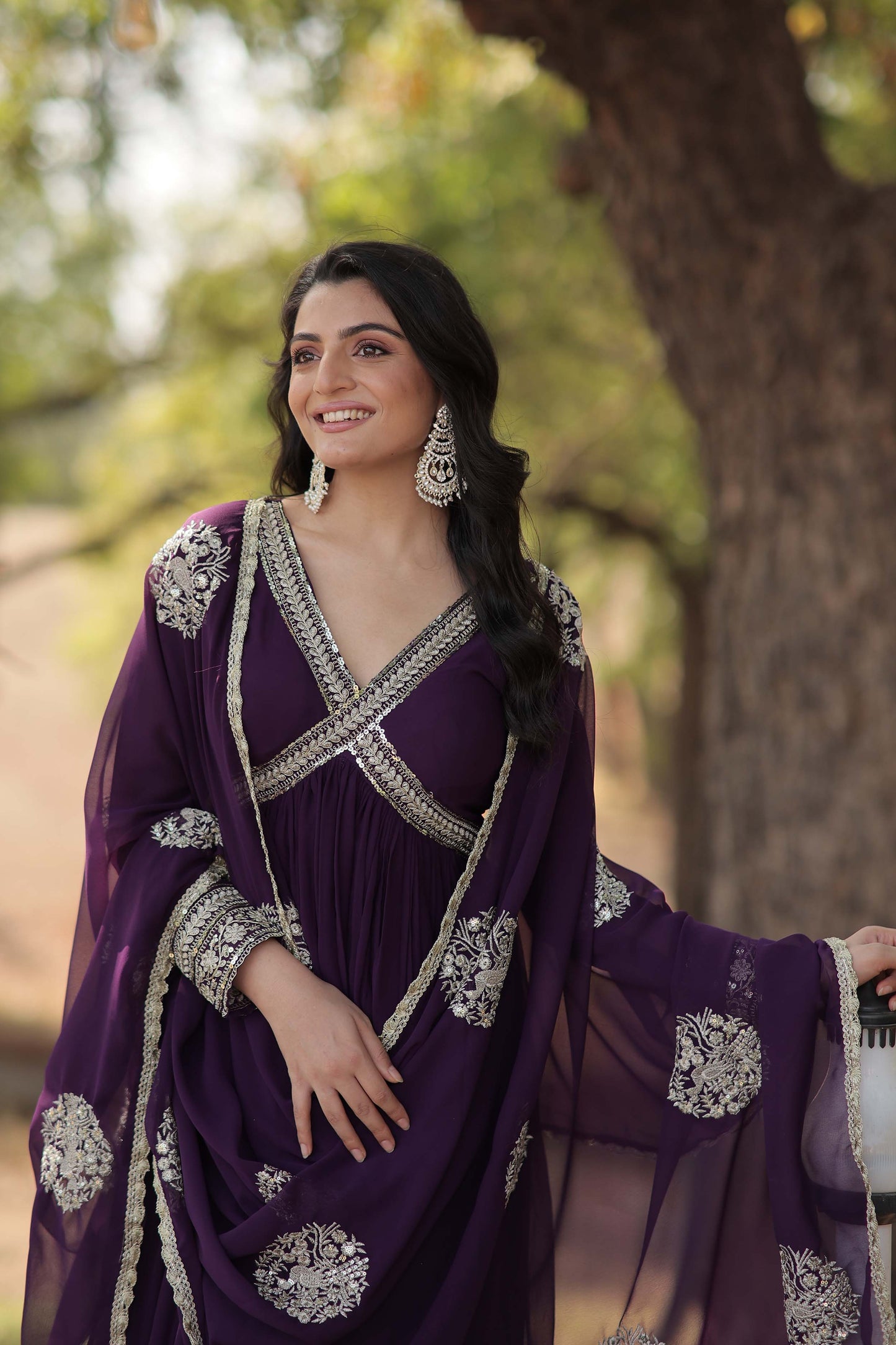 New Designer Party Wear Gown – Heavy Embroidery & Sequins Work with Dupatta | Ready-to-Wear Collection