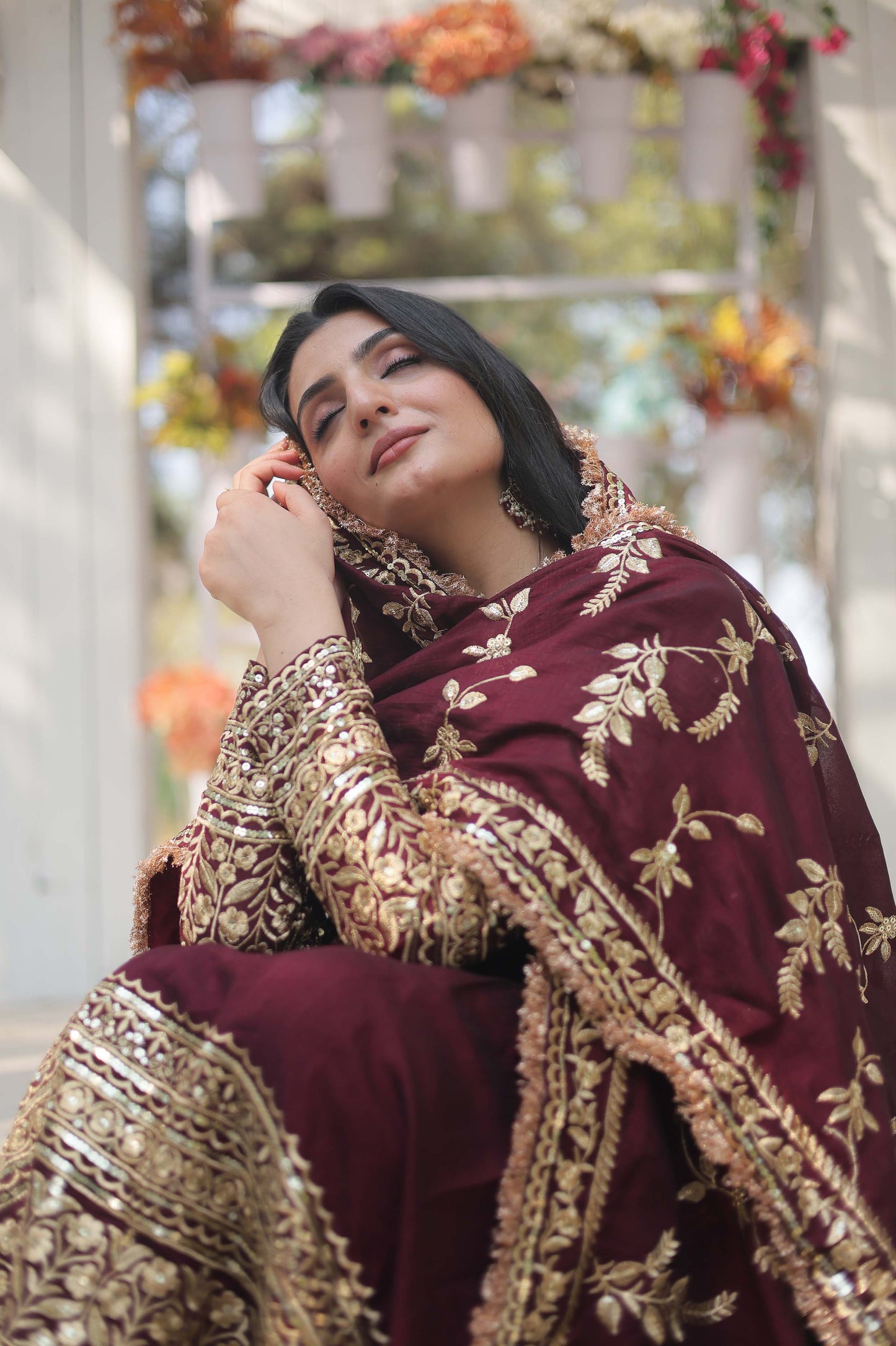 Premium Vichitra Shimmer Anarkali Gown with Dupatta – Rich Sequins Embroidery & Fancy V-Neck