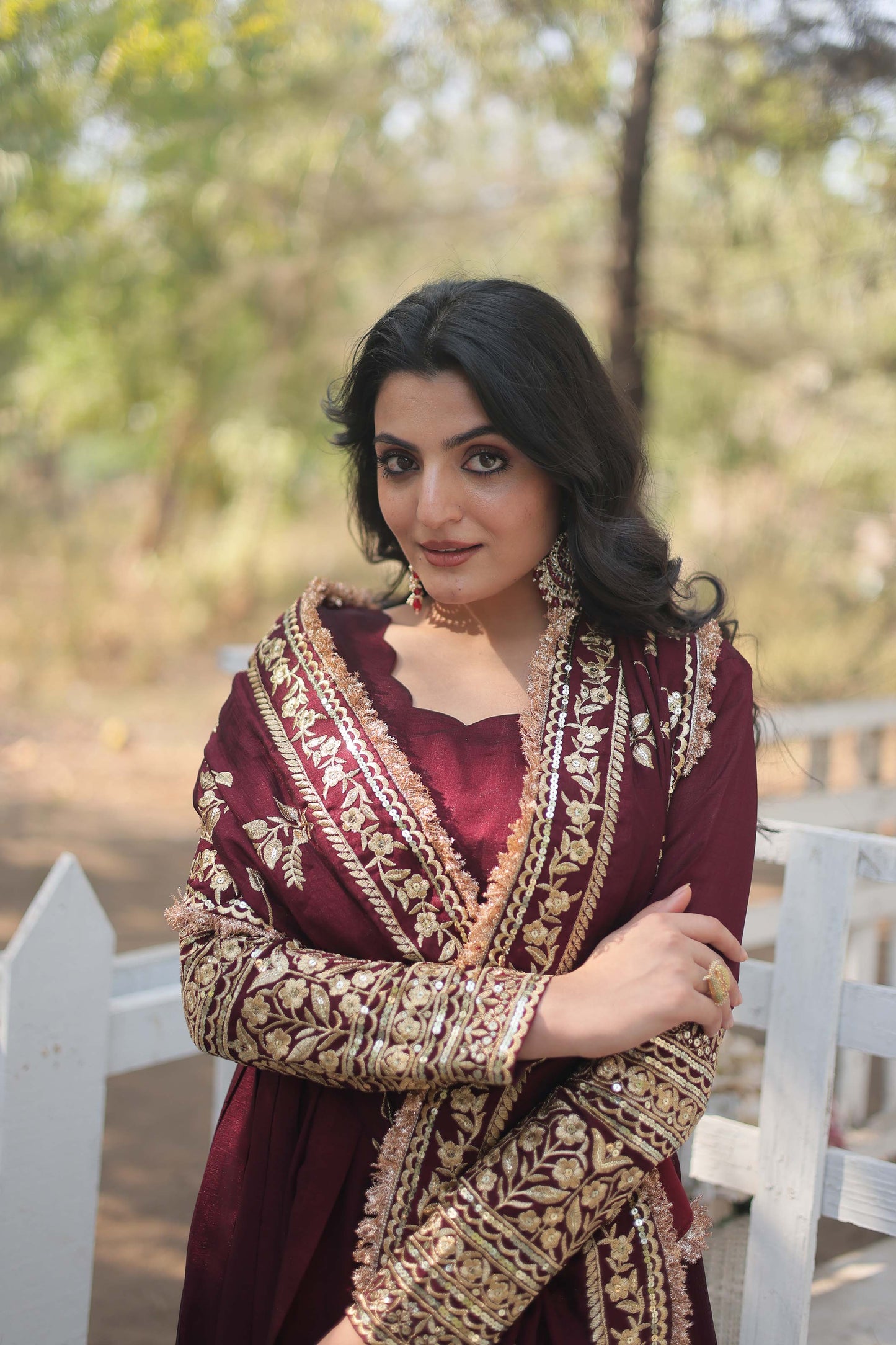 Premium Vichitra Shimmer Anarkali Gown with Dupatta – Rich Sequins Embroidery & Fancy V-Neck