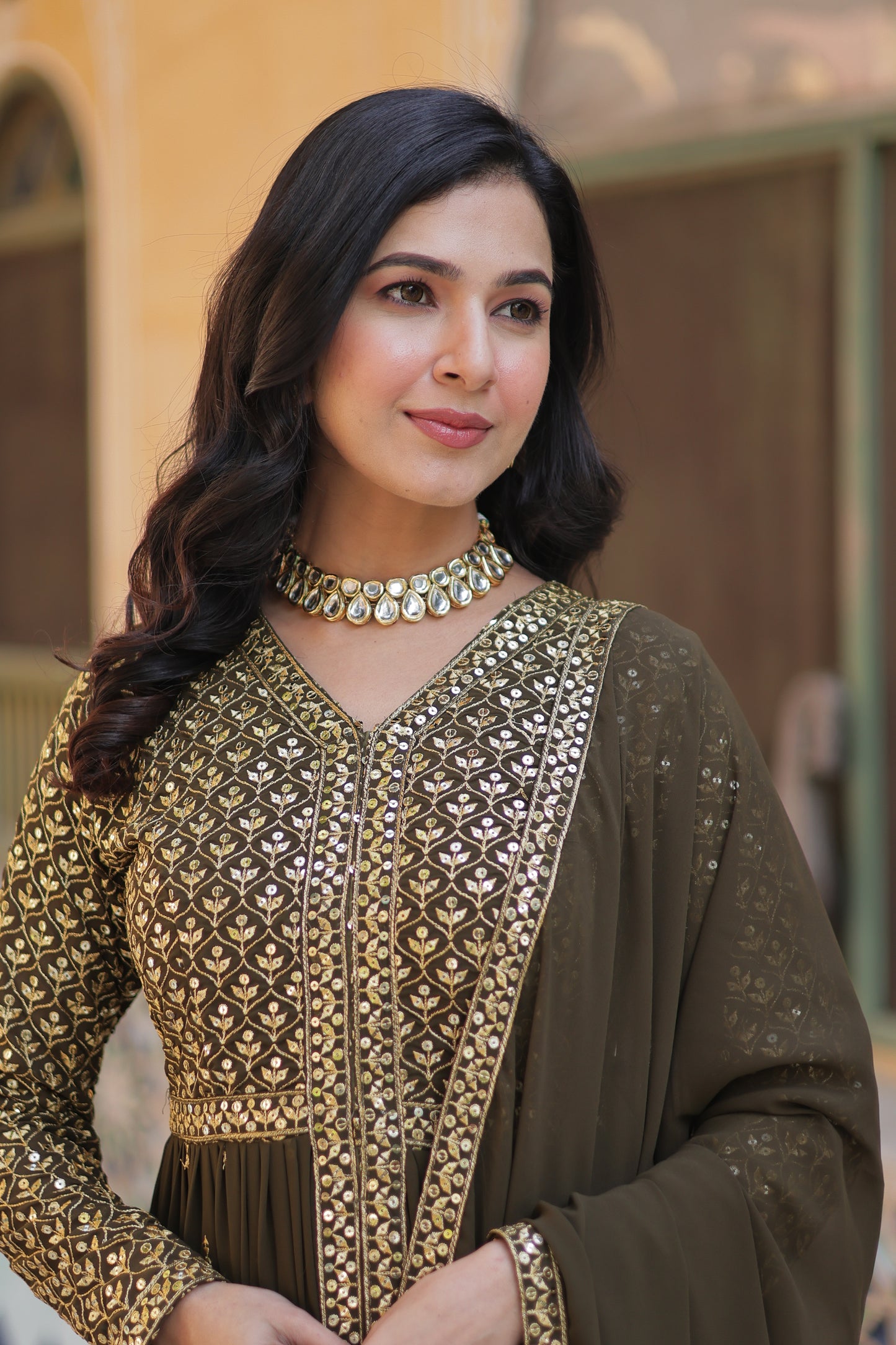 Premium Readymade Kurti with Pant & Dupatta Set – Faux Georgette with Embroidery & Sequins Work