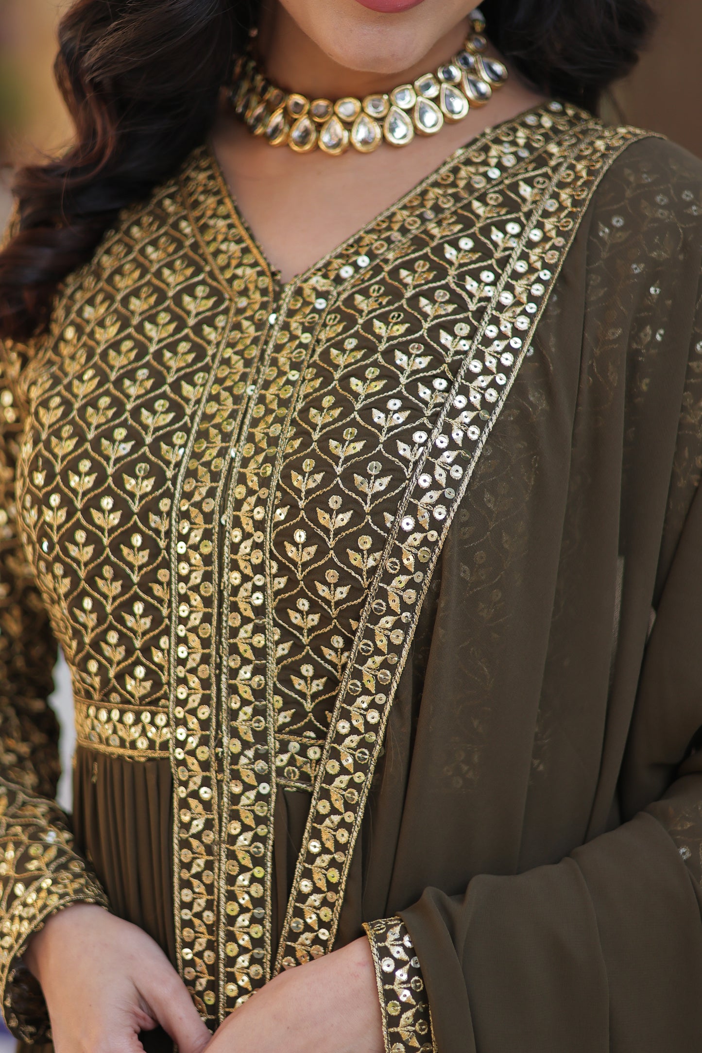 Premium Readymade Kurti with Pant & Dupatta Set – Faux Georgette with Embroidery & Sequins Work