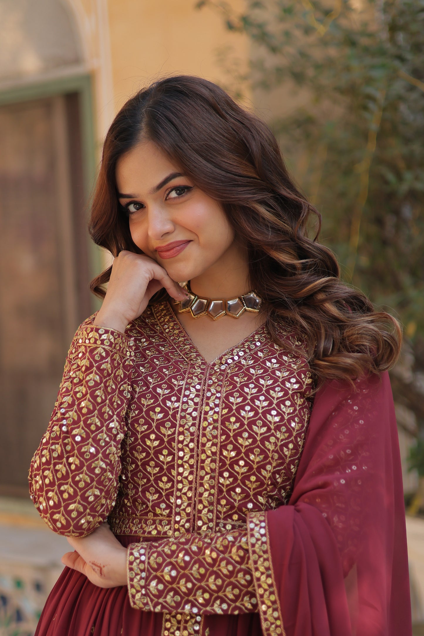 Premium Readymade Kurti with Pant & Dupatta Set – Faux Georgette with Embroidery & Sequins Work