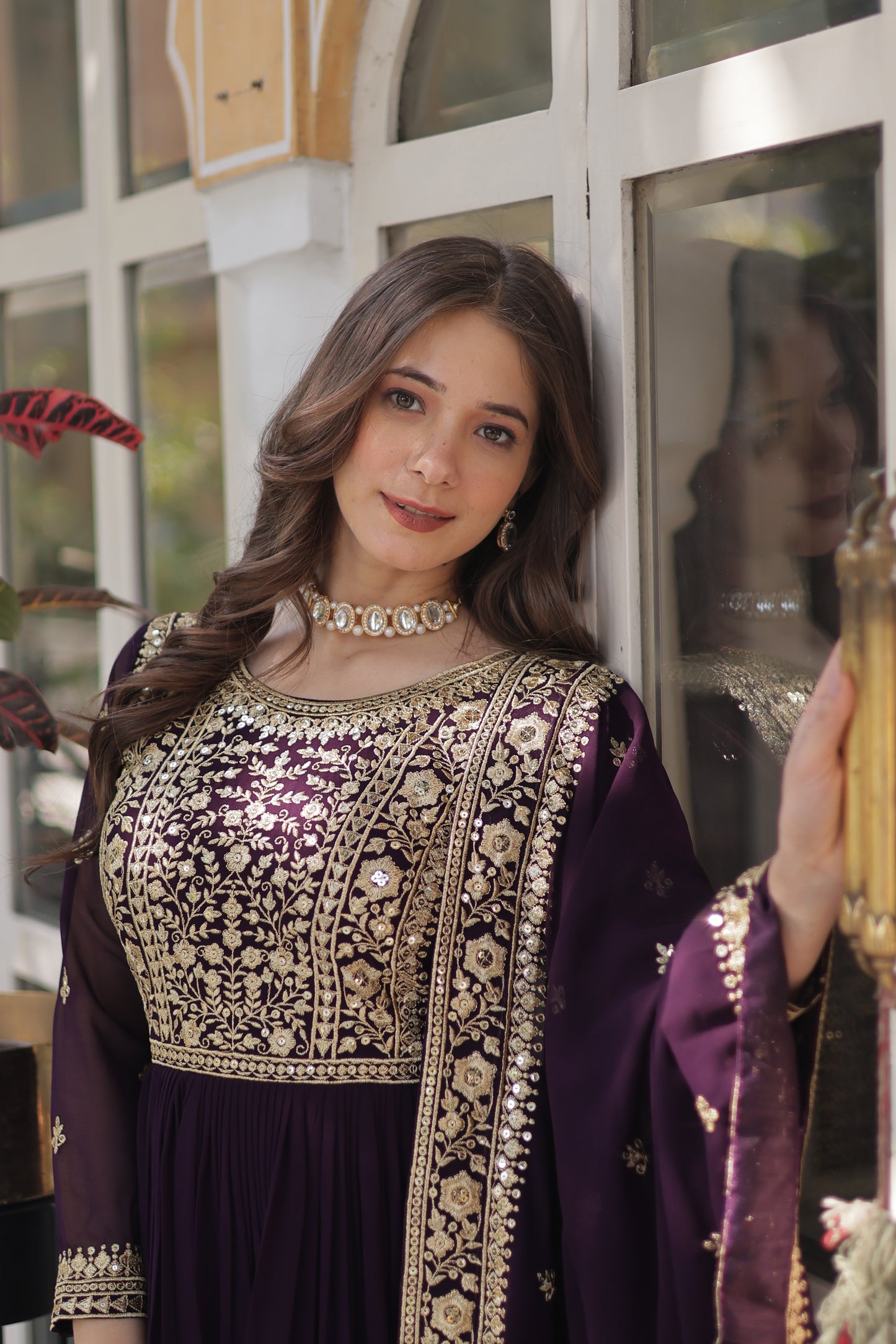Premium Readymade Faux Blooming Gown with Zari & Sequins Embroidery + Designer Dupatta