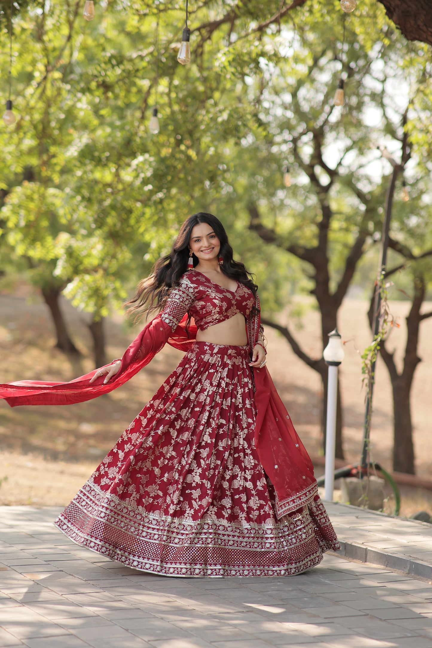 Designer Dyeable Viscose Jacquard Lehenga Choli & Dupatta Set – Sequins Embroidery & Russian Silk Dupatta
