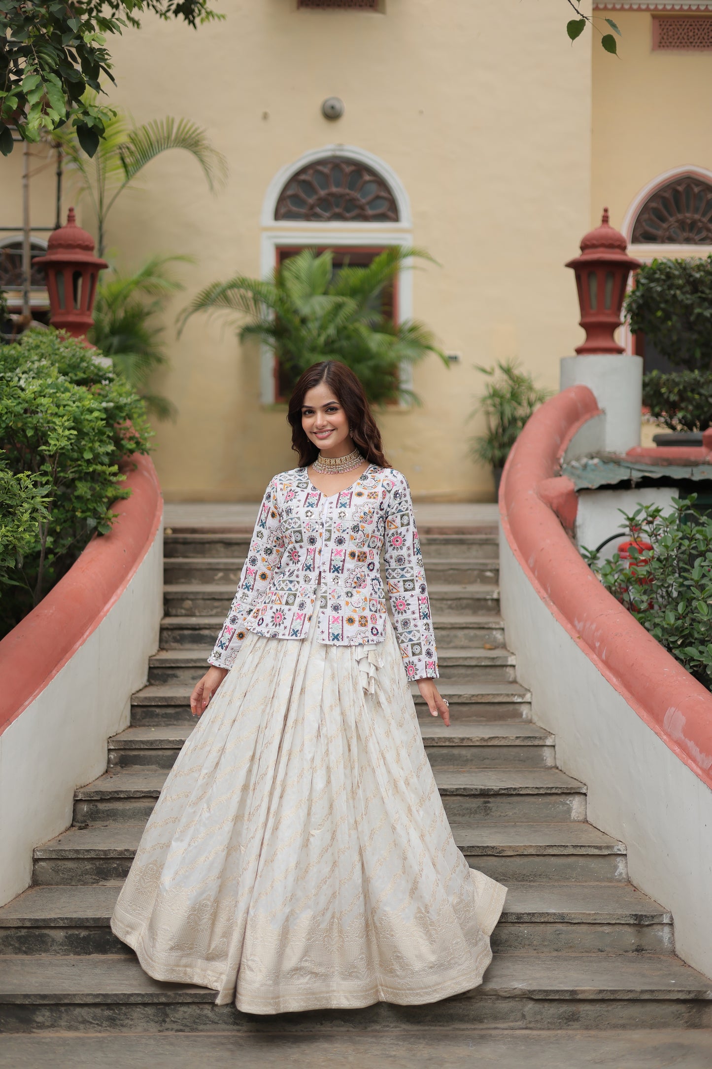 Premium Designer Sequins Embroidered Readymade Co-ord Set – Peplum Top & Flared Lehenga