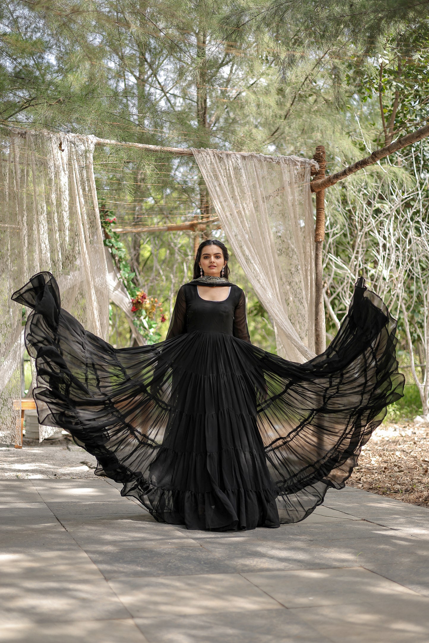 Desirable Women’s Gown with Designer Embroidered Dupatta – Faux Blooming Fabric & 12-Meter Flair