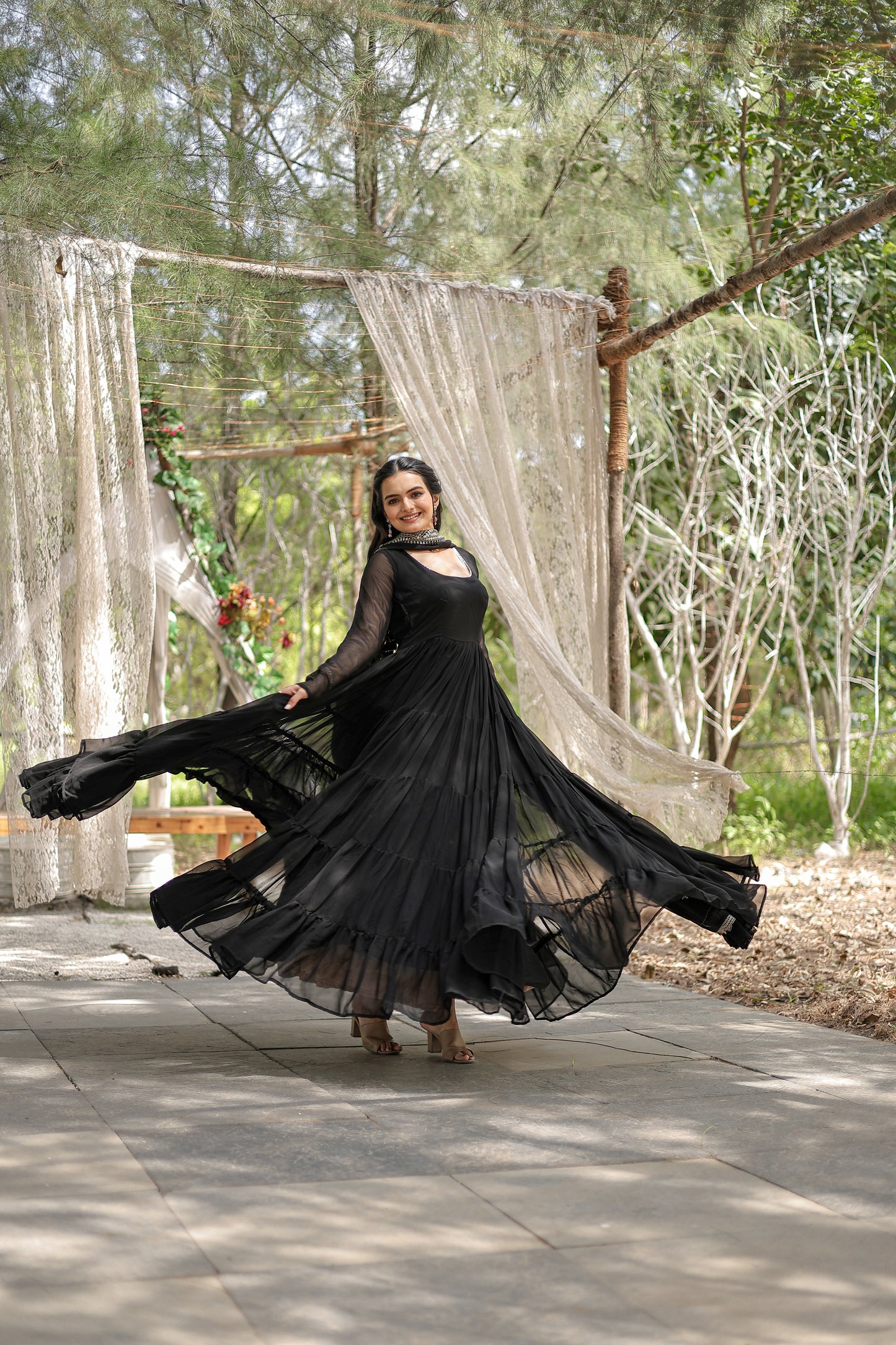 Desirable Women’s Gown with Designer Embroidered Dupatta – Faux Blooming Fabric & 12-Meter Flair