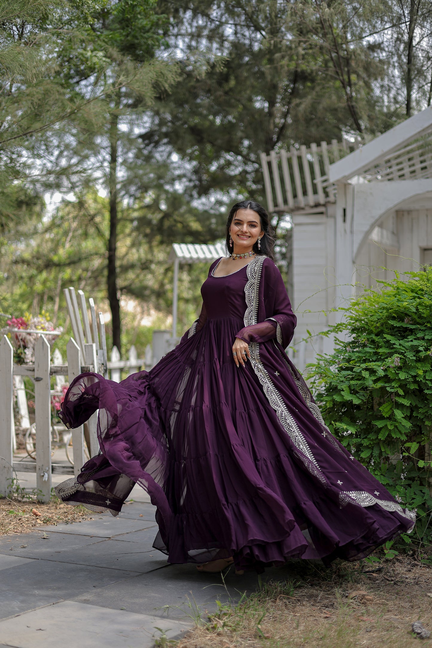 Desirable Women’s Gown with Designer Embroidered Dupatta – Faux Blooming Fabric & 12-Meter Flair