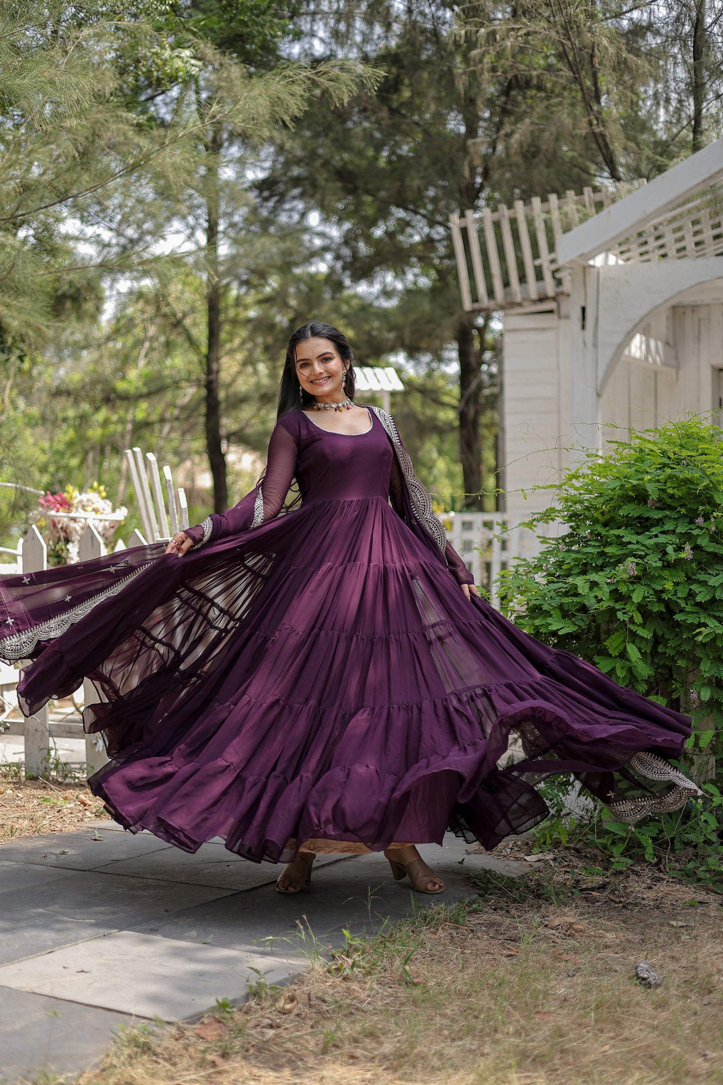 Desirable Women’s Gown with Designer Embroidered Dupatta – Faux Blooming Fabric & 12-Meter Flair
