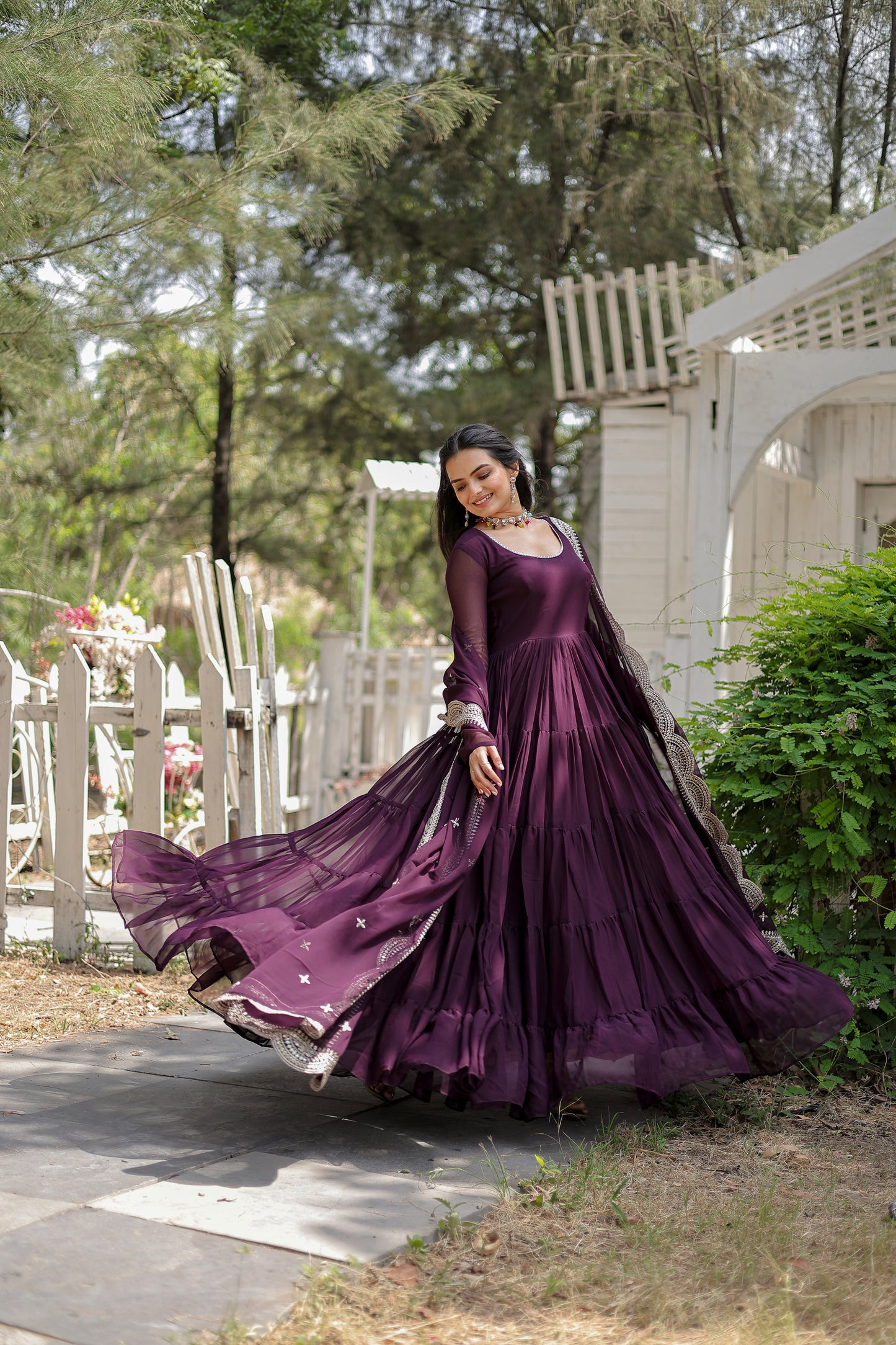 Desirable Women’s Gown with Designer Embroidered Dupatta – Faux Blooming Fabric & 12-Meter Flair