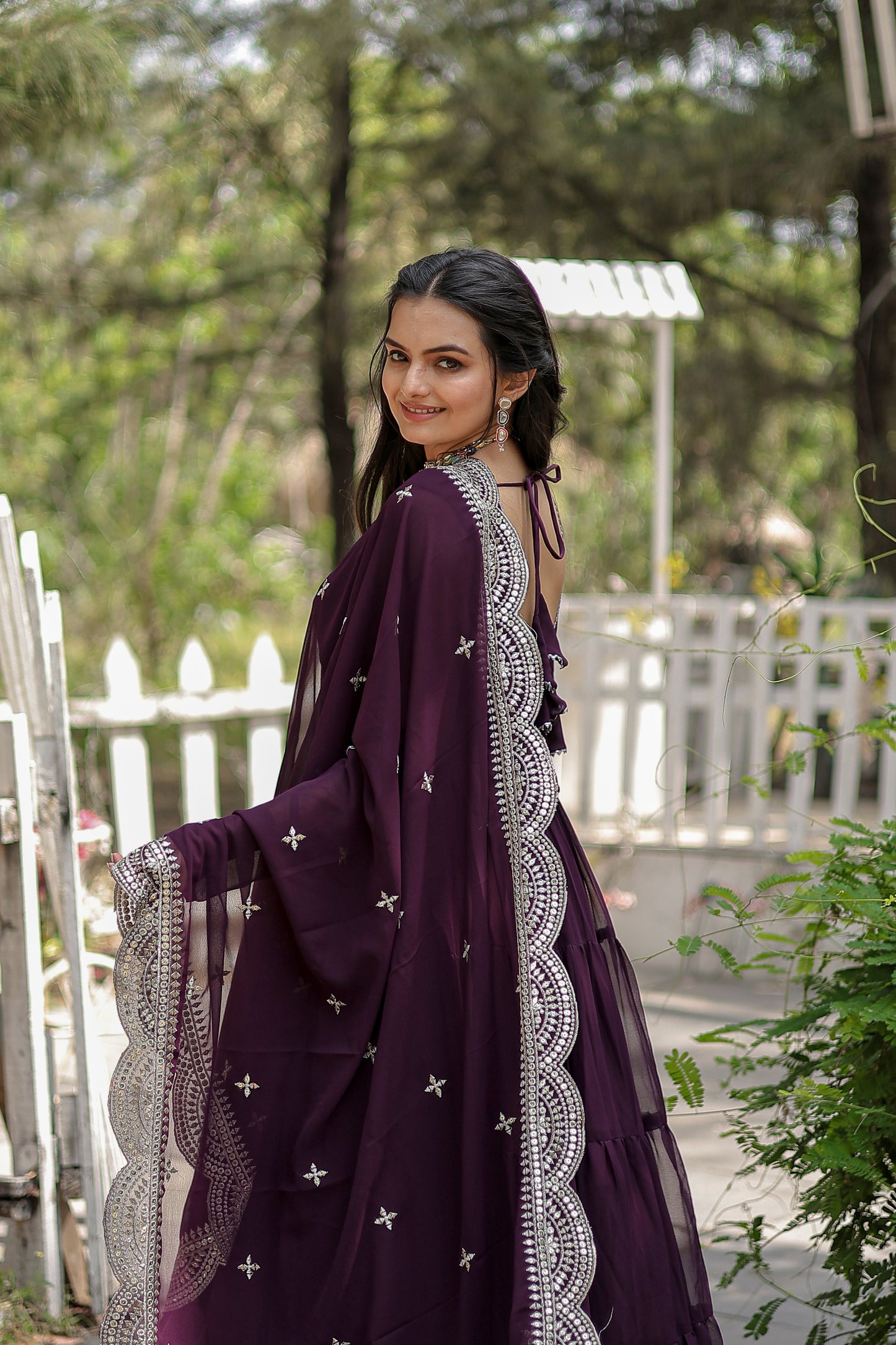 Desirable Women’s Gown with Designer Embroidered Dupatta – Faux Blooming Fabric & 12-Meter Flair