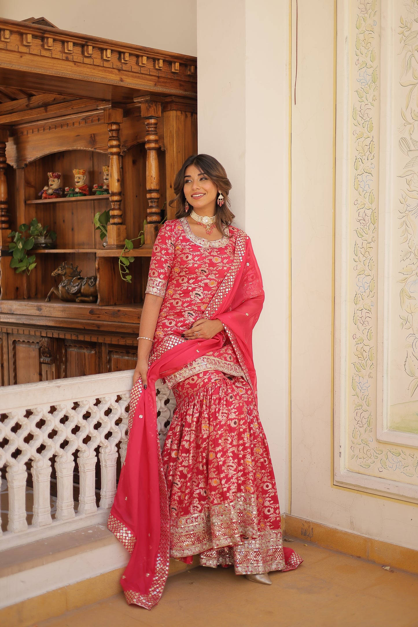 Perfect Readymade Designer Gharara Suit Set – Viscose Jacquard with Sequins & Zari Embroidery