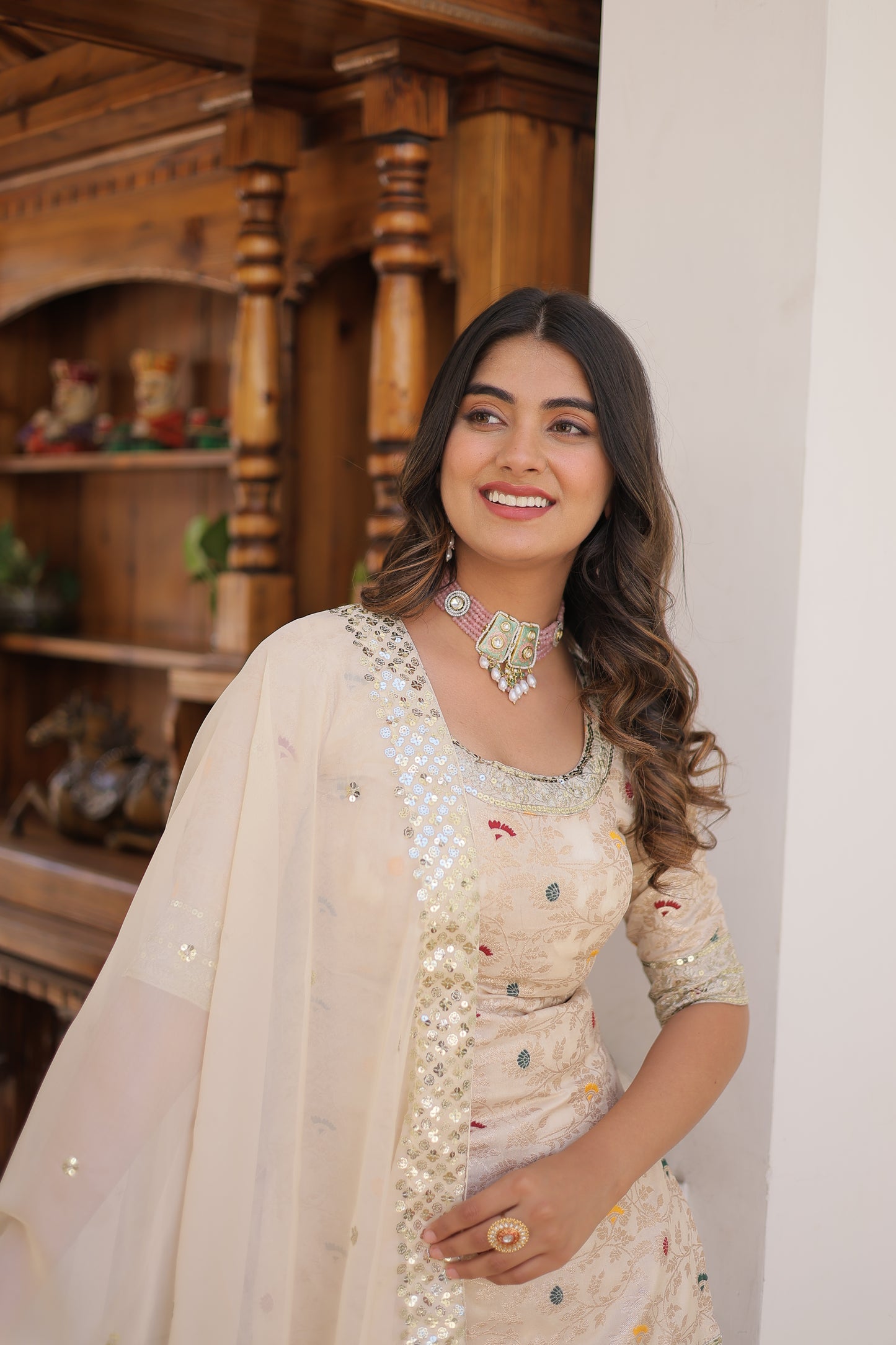 Perfect Readymade Designer Gharara Suit Set – Viscose Jacquard with Sequins & Zari Embroidery