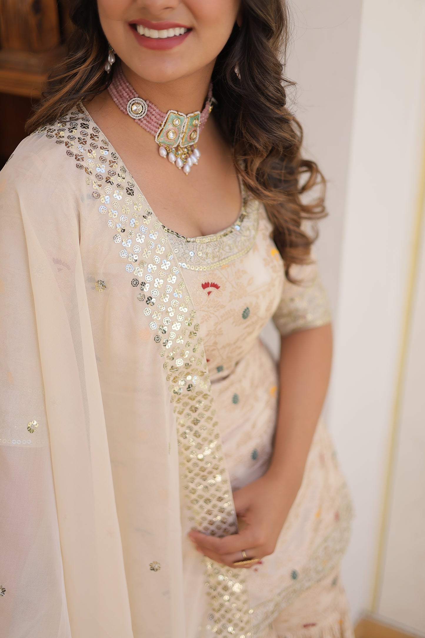Perfect Readymade Designer Gharara Suit Set – Viscose Jacquard with Sequins & Zari Embroidery
