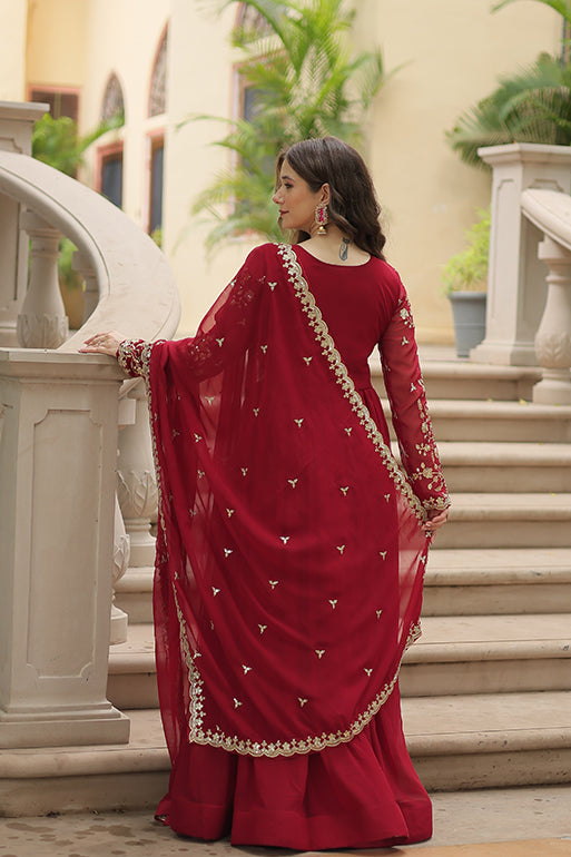 Premium Readymade Gown with Dupatta – Faux Blooming with Multi-Sequins & Zari Embroidery