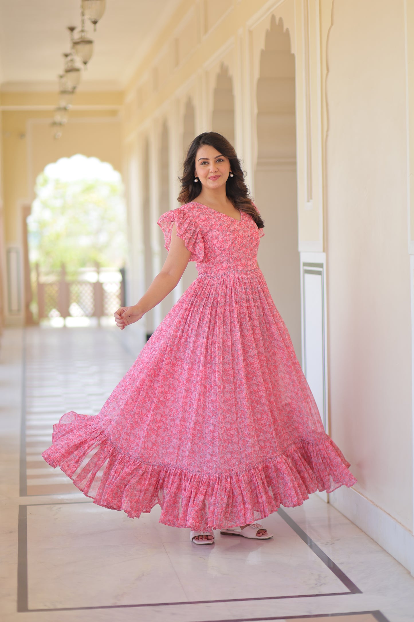 Premium Readymade Printed Gown for Women – Faux Georgette Fabric