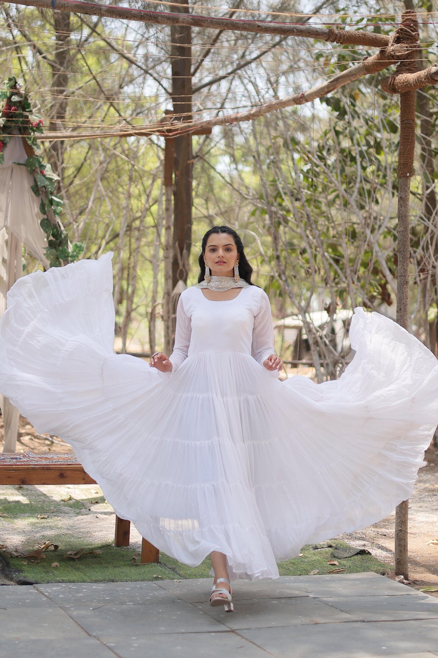 Desirable Women’s Gown with Designer Embroidered Dupatta – Faux Blooming Fabric & 12-Meter Flair