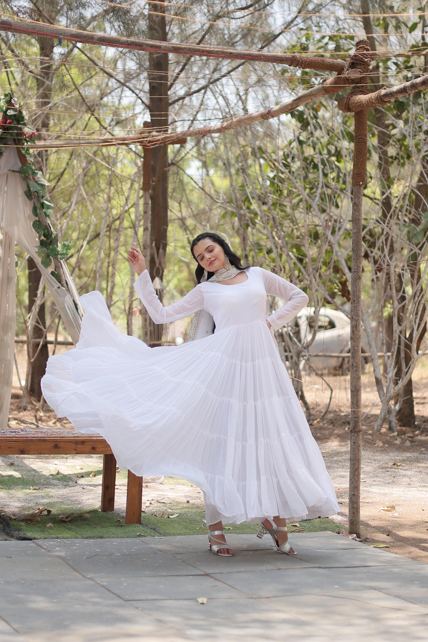 Desirable Women’s Gown with Designer Embroidered Dupatta – Faux Blooming Fabric & 12-Meter Flair