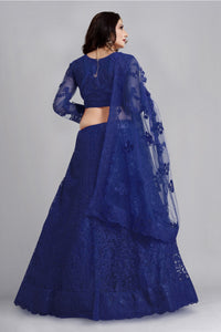 Embroidered Net Lehenga Choli in Blue,Red,Pink & Green