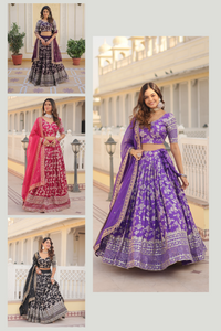 Designer Dyeable Pure Viscose Jacquard fabric Lehenga Choli & Dupatta Set