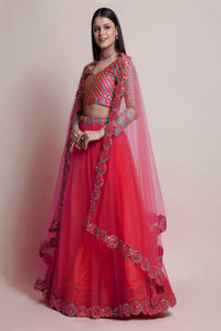 Women's Gerogette Embroidered & Mirror Lehenga Choli