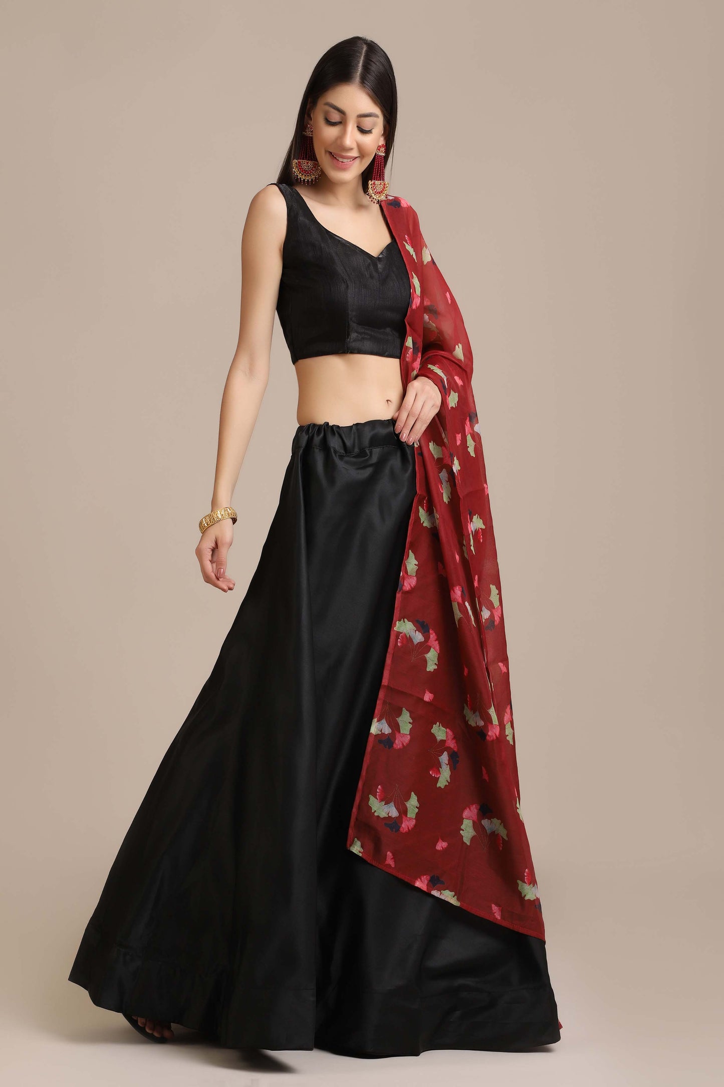 Flared Lehenga Choli Set with Dupatta