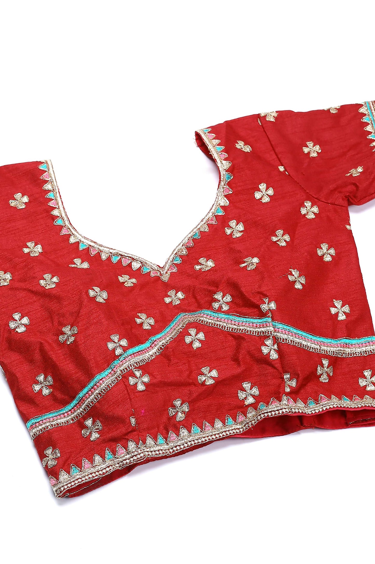 Maroon Embroidered Thread Work Semi-Stitched Lehenga & Unstitched Blouse With Dupatta