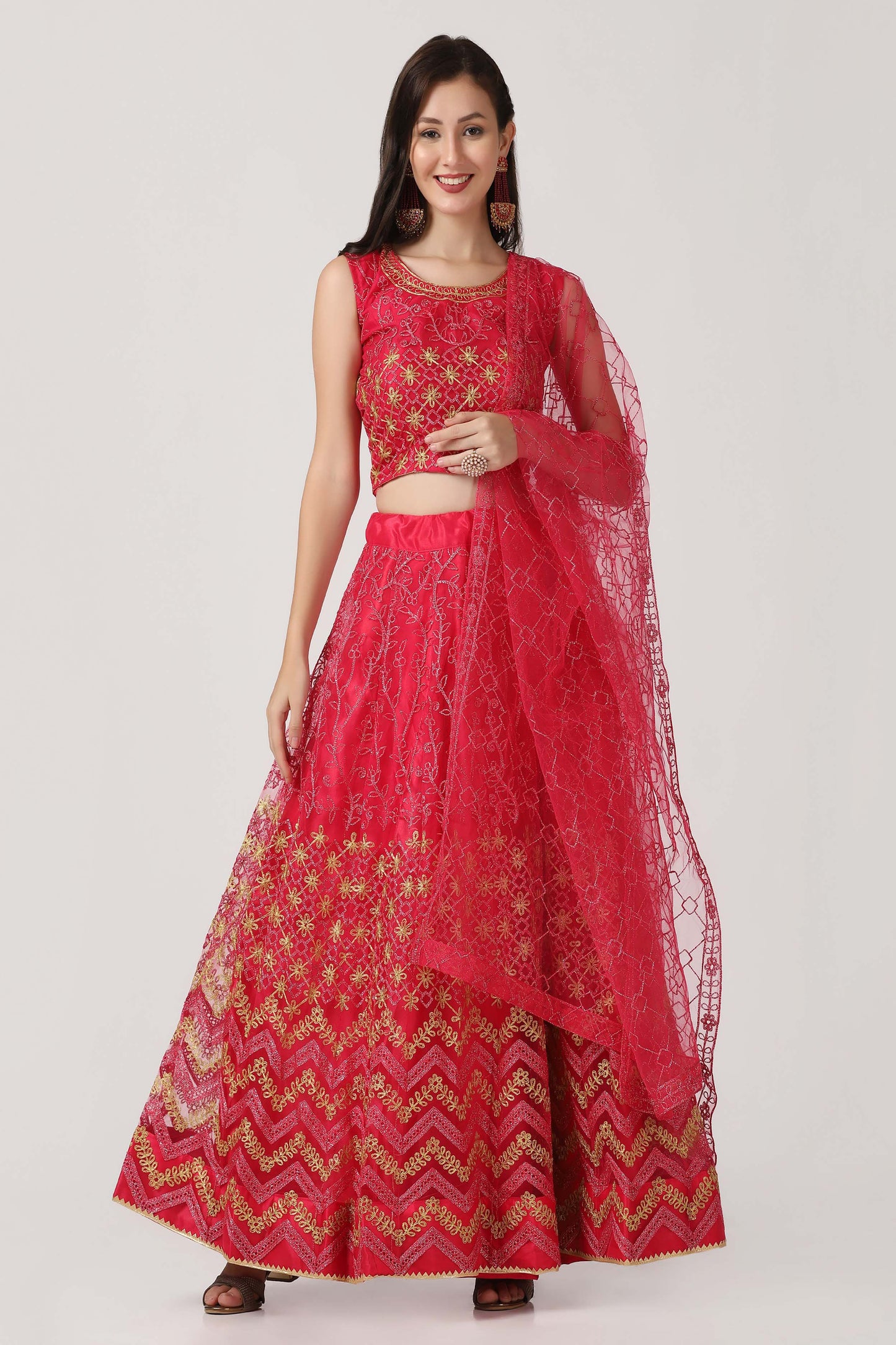 Embroidered Flared Lehenga Choli With Dupptta