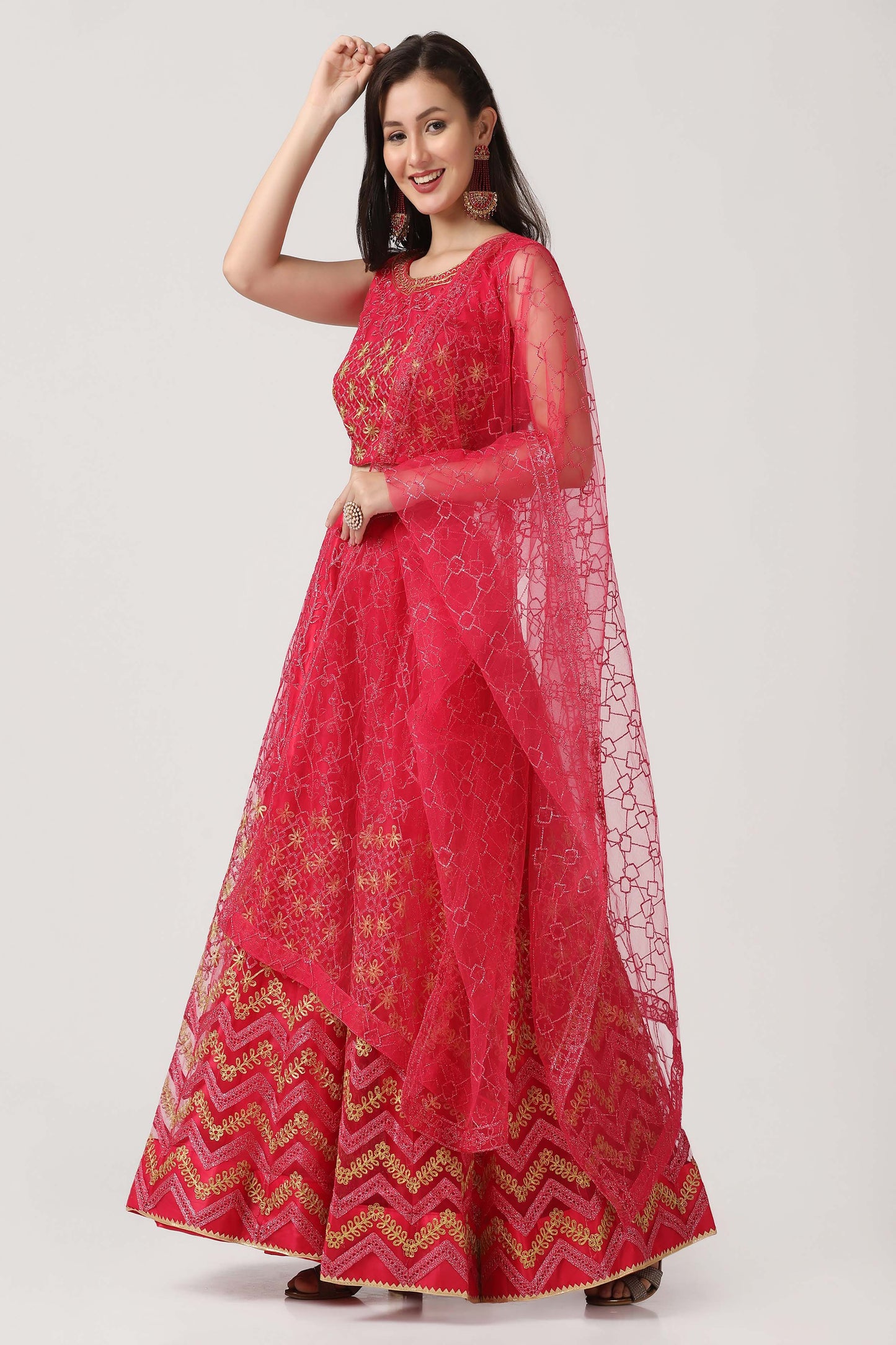 Embroidered Flared Lehenga Choli With Dupptta