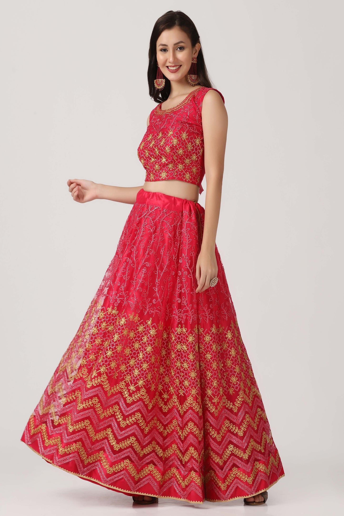 Embroidered Flared Lehenga Choli With Dupptta