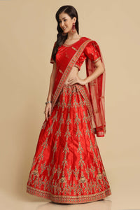 Embroidered Flared Lehenga Choli Set with Dupatta